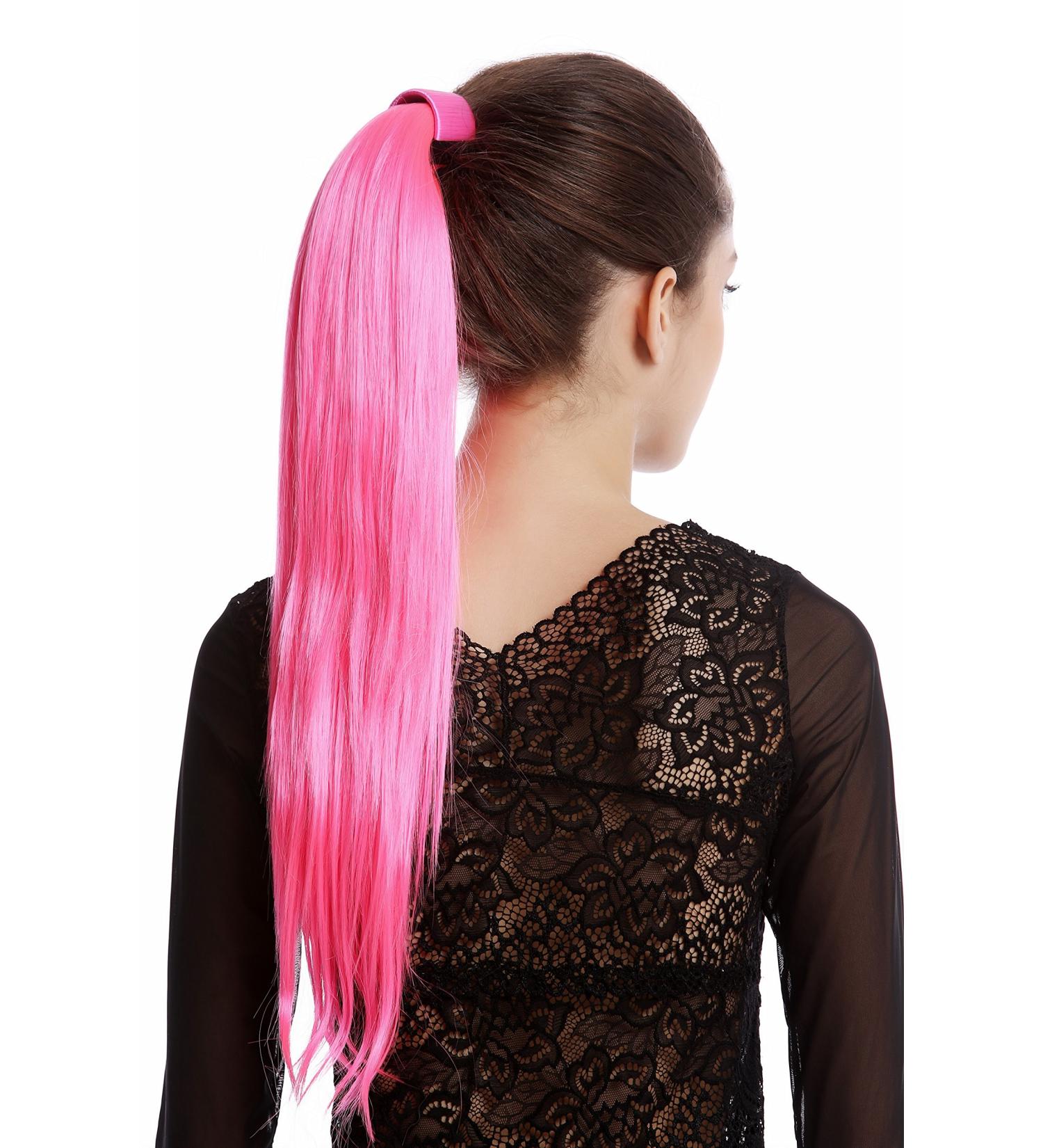 WIG ME UP - Srosy-C8 hairpiece braid ponytail new system with comb headband hairband pink neon pink straight 55 cm
