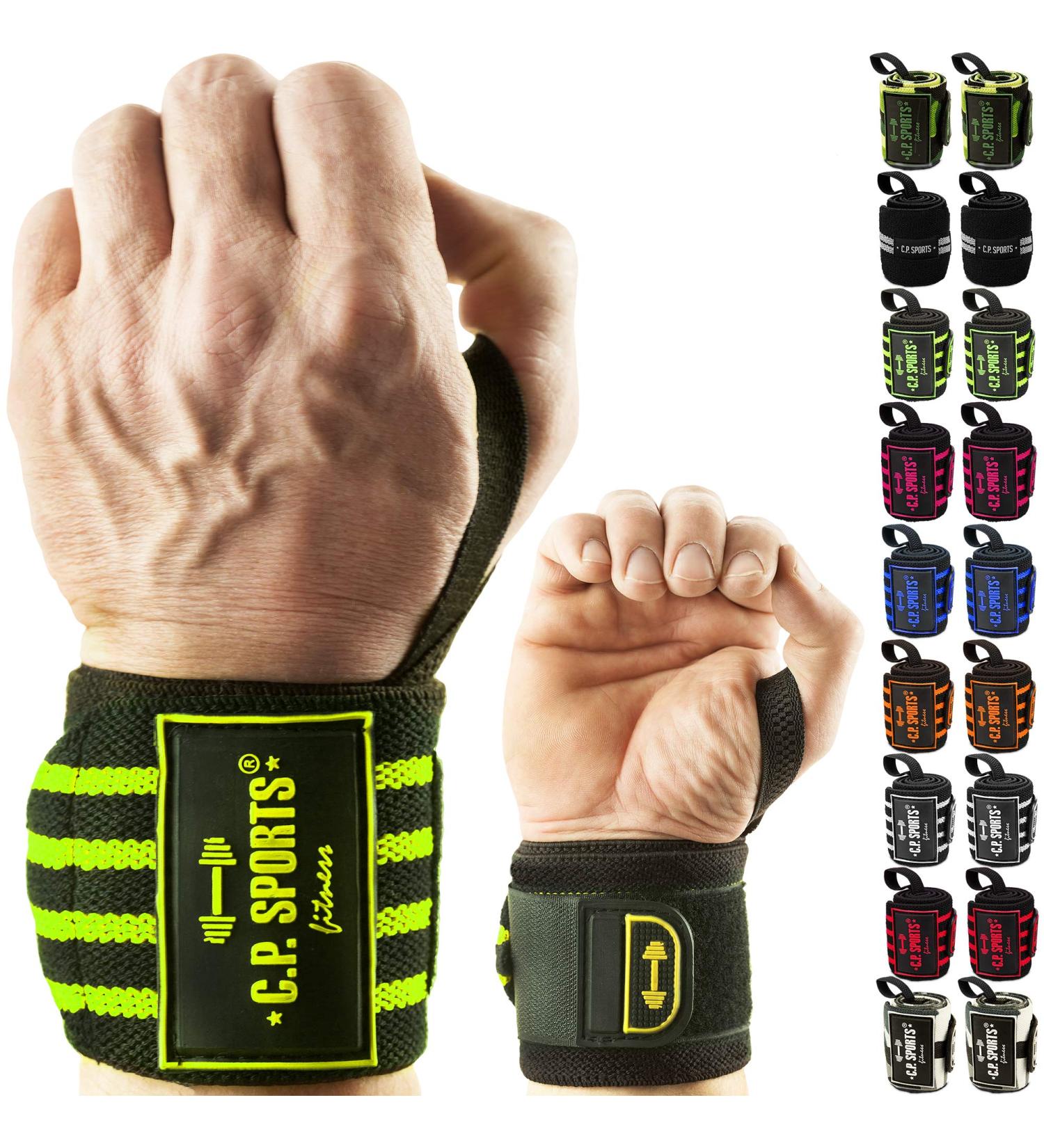 C.P.Sports Strongman Bodybuilding Wrist Bandages - Velcro Fastener & Thumb Tensioning for Maximum Stability | 8 Colors | Fitness & Kraftsport Support - Buy Online on GoSupps.com