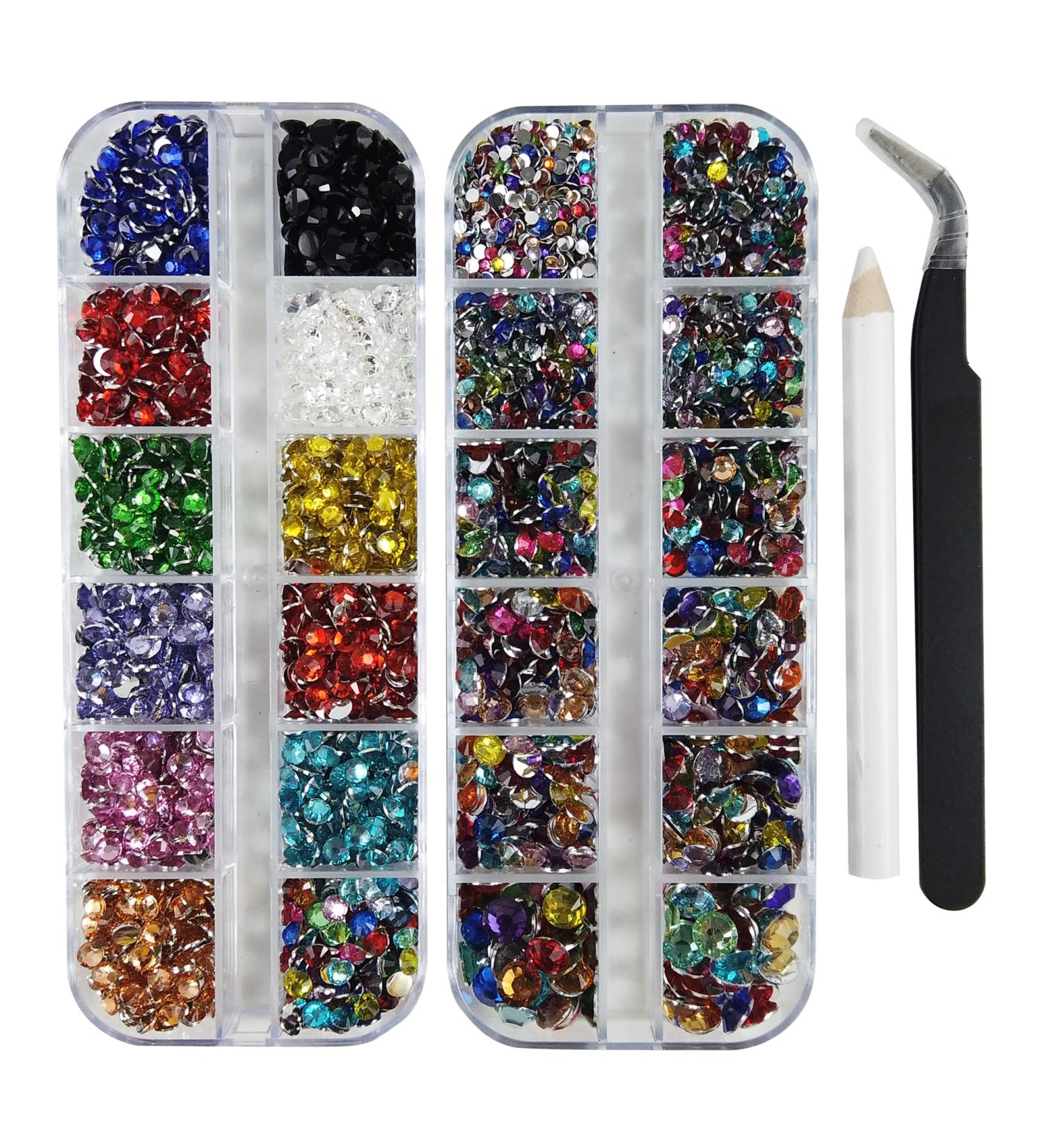 4930 Pieces Flatback Rhinestones Set for Nail Art and Crafts - With Tweezers and Picking Pen - Mixted Color+Multicolor - Buy Online on GoSupps.com