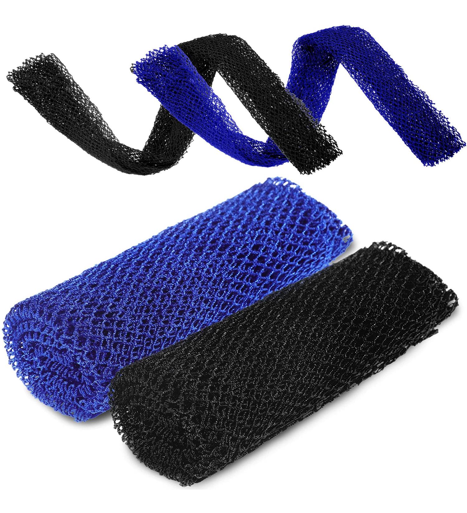 2 Pieces African Exfoliating Net Bath Sponge - Long Back Scrubber for Smooth Skin | Daily Use & Stocking Stuffer (Blue Black - Buy Online on GoSupps.com