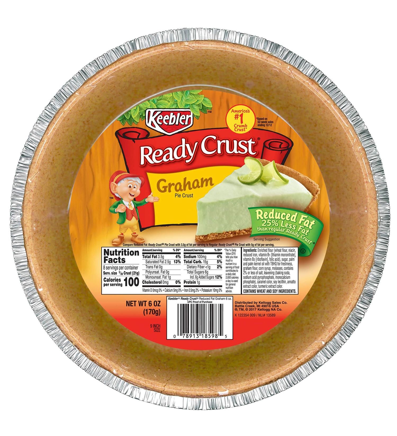 Keebler Ready Crust Reduced Fat Graham Cracker Pie Crust - 9-inch, 6 Ounce - Buy Online on GoSupps.com