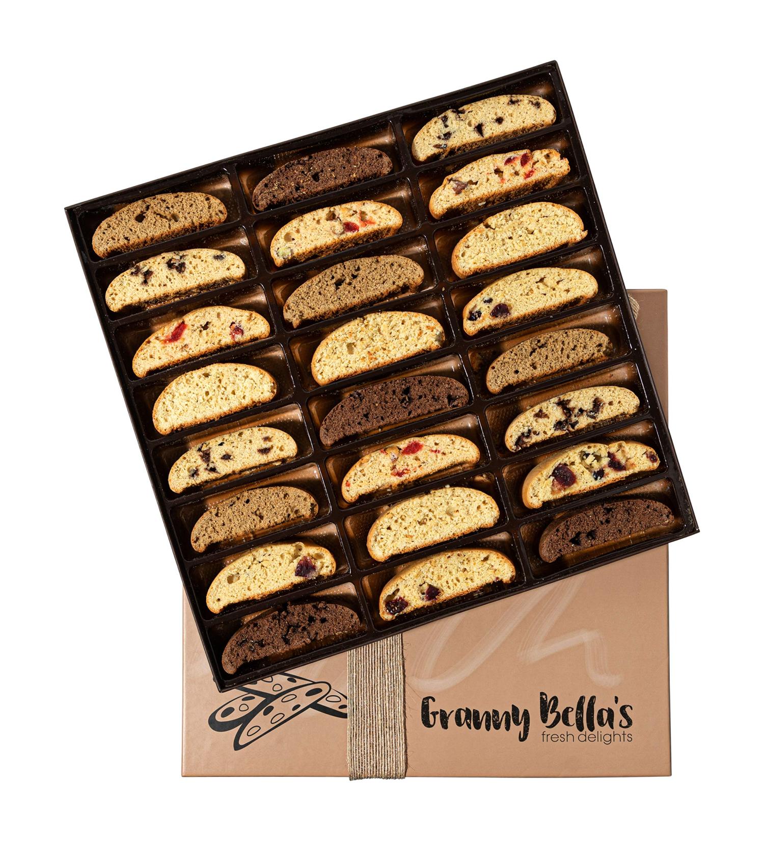 Granny Bellas Artisan Biscotti Food Gift Baskets 24 Gourmet Italian Cookies Prime Gifting for Fathers Day Birthday Valentines Get Well Sympathy Kosher Cookie Gifts for Men Women Families 24 Count (Pack of 1) - Buy Online on GoSupps.com