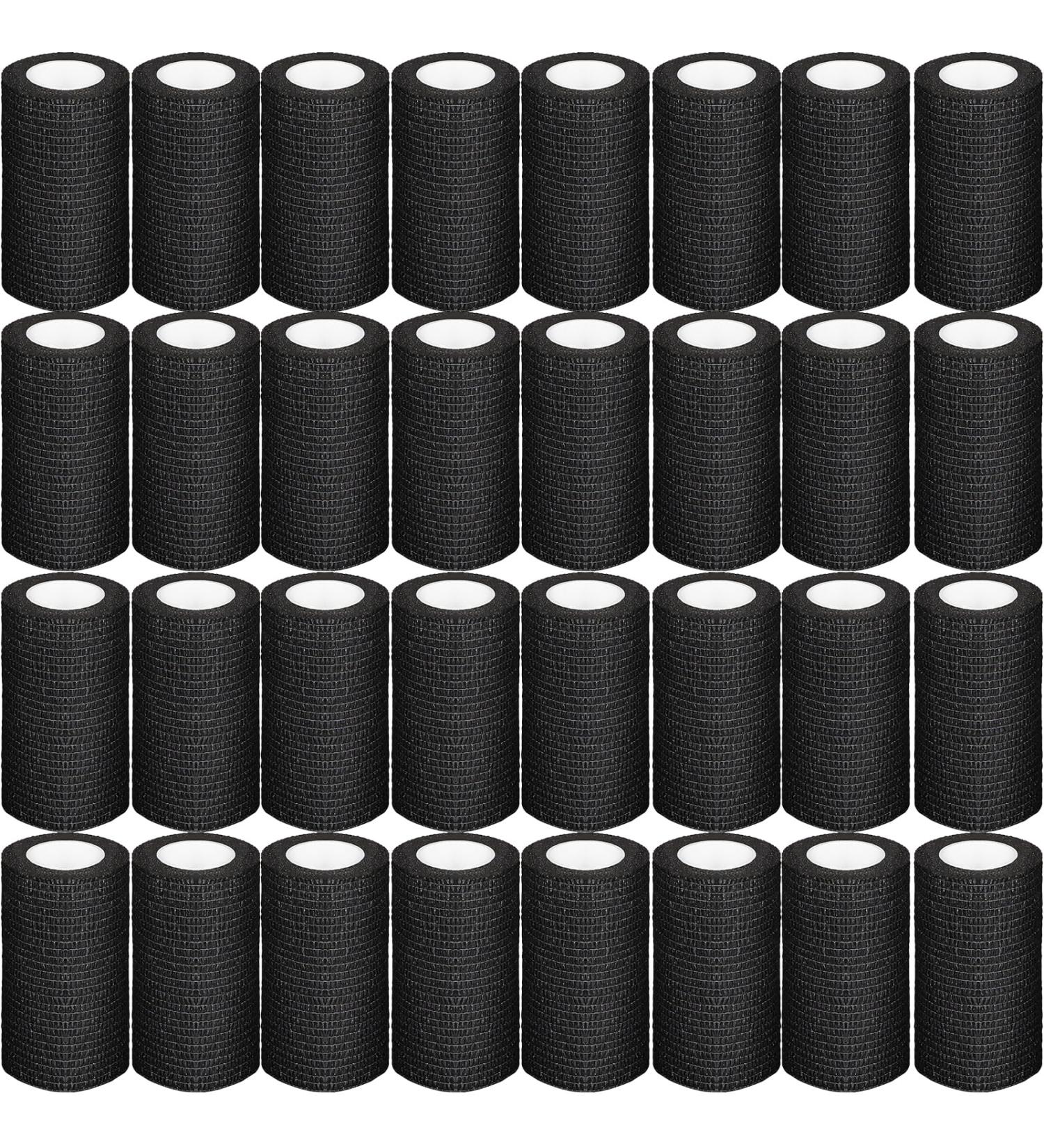 54 Pack Black Self Adhesive Bandage Wrap - 4 Inch x 5 Yards Cohesive Vet Wrap for Athletes & Pets | Breathable Elastic Self-Adherent Tape - Buy Online on GoSupps.com