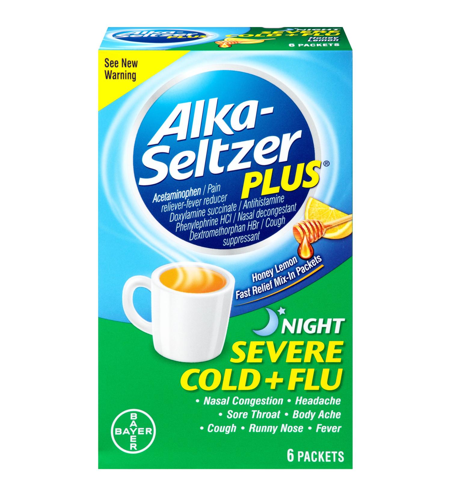Alka-Seltzer Plus Severe Cold Flu Night 6s Honey Lemon - 6 Count - Buy Online on GoSupps.com
