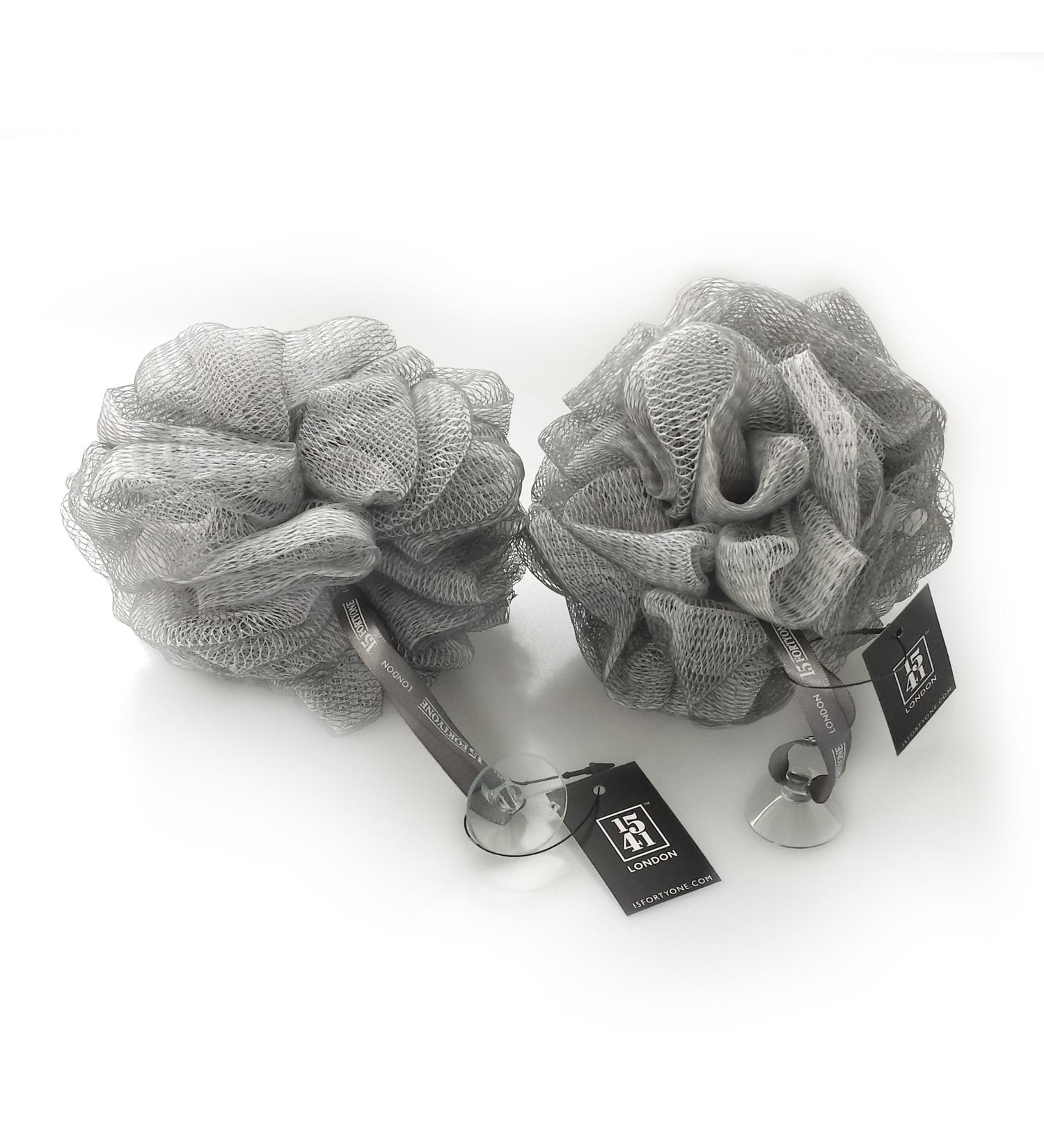 1541 London Exfoliating Bath & Shower Body Puff/Scrunchie/Buffer - TWIN PACK (Silver Grey) - Buy Online on GoSupps.com