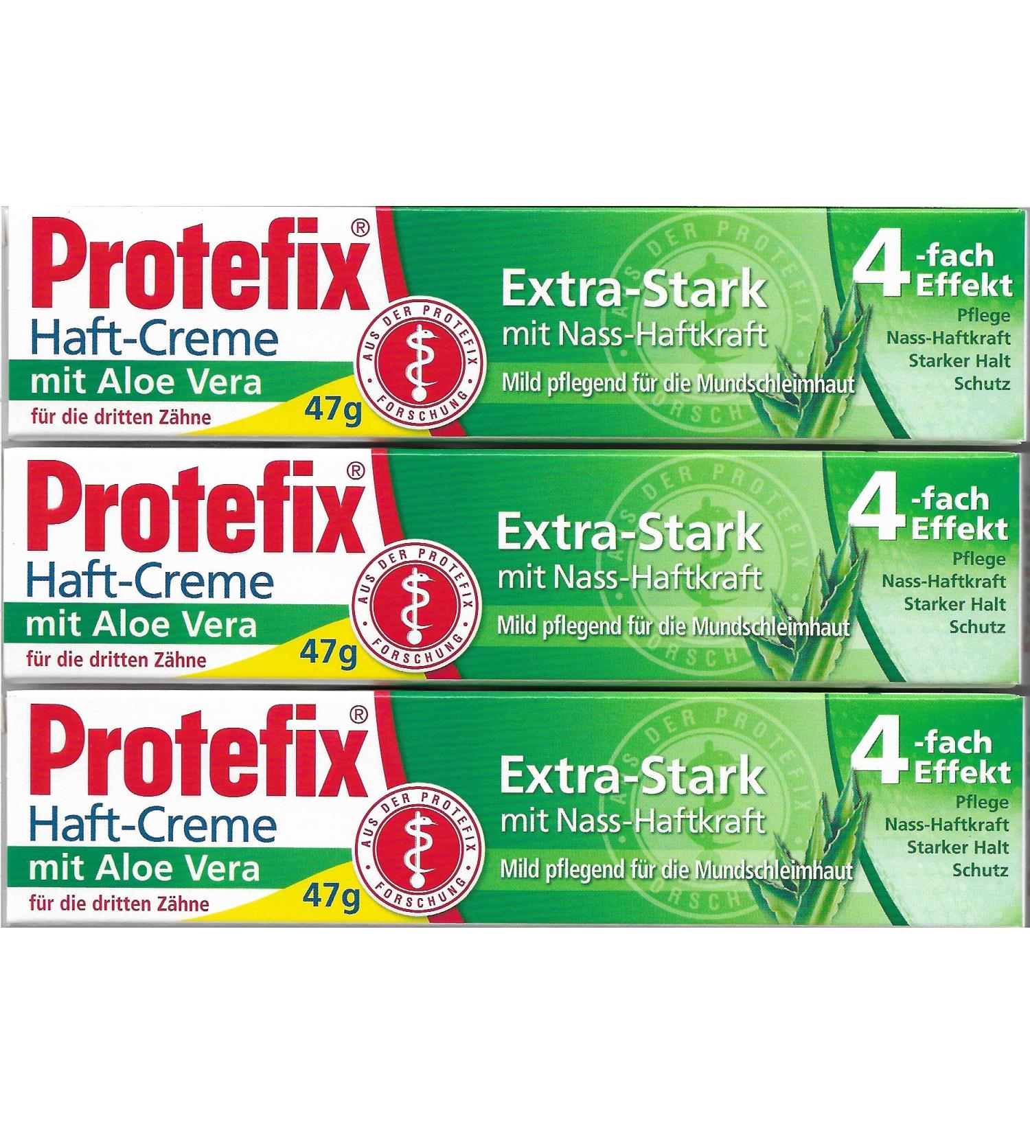 Protefix Extra-Strong Aloe Vera Adhesive Cream 47g Pack of 3 (3x 47g)