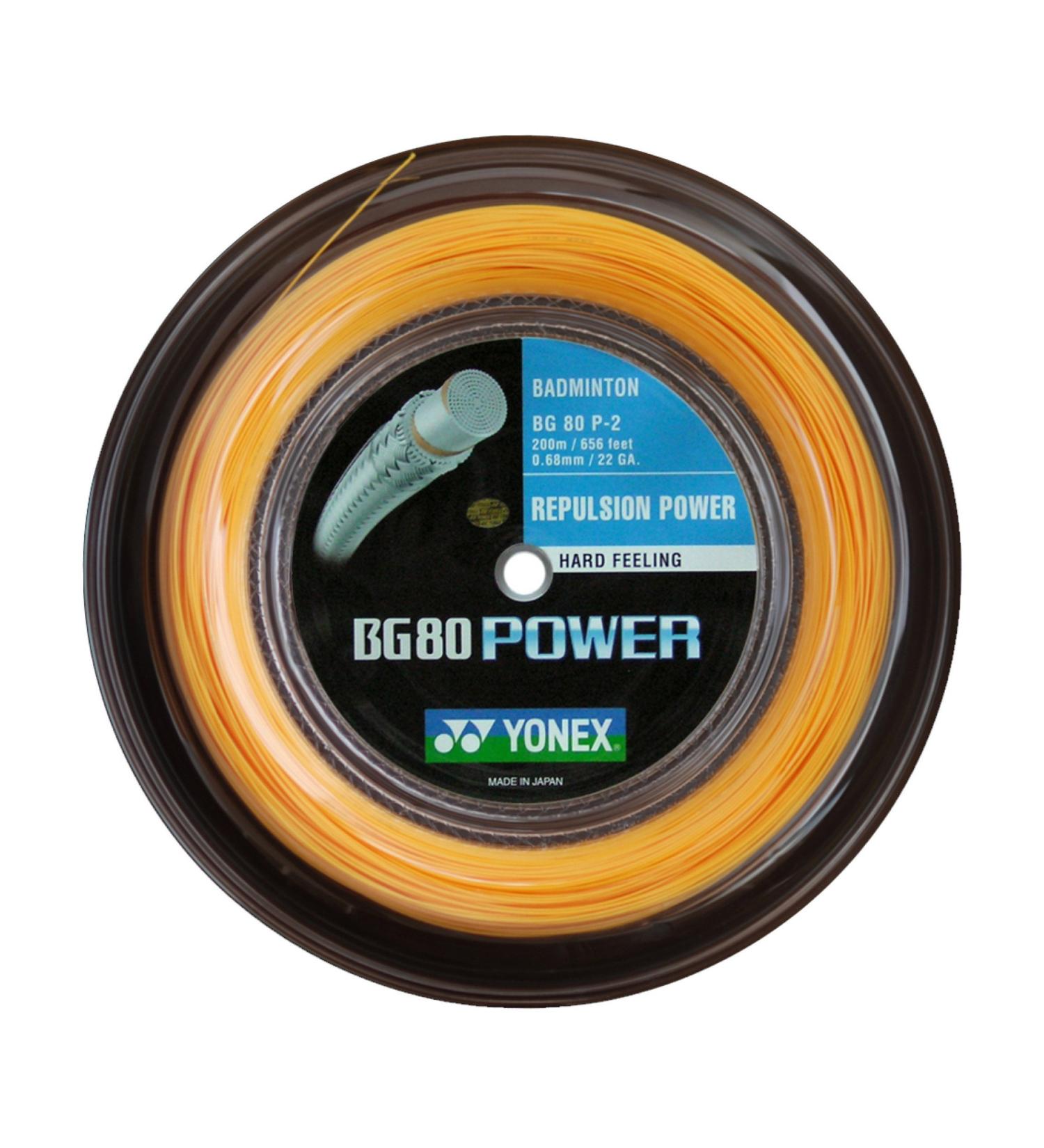 Yonex strings for badminton racket BG80 Power 200 m reel orange