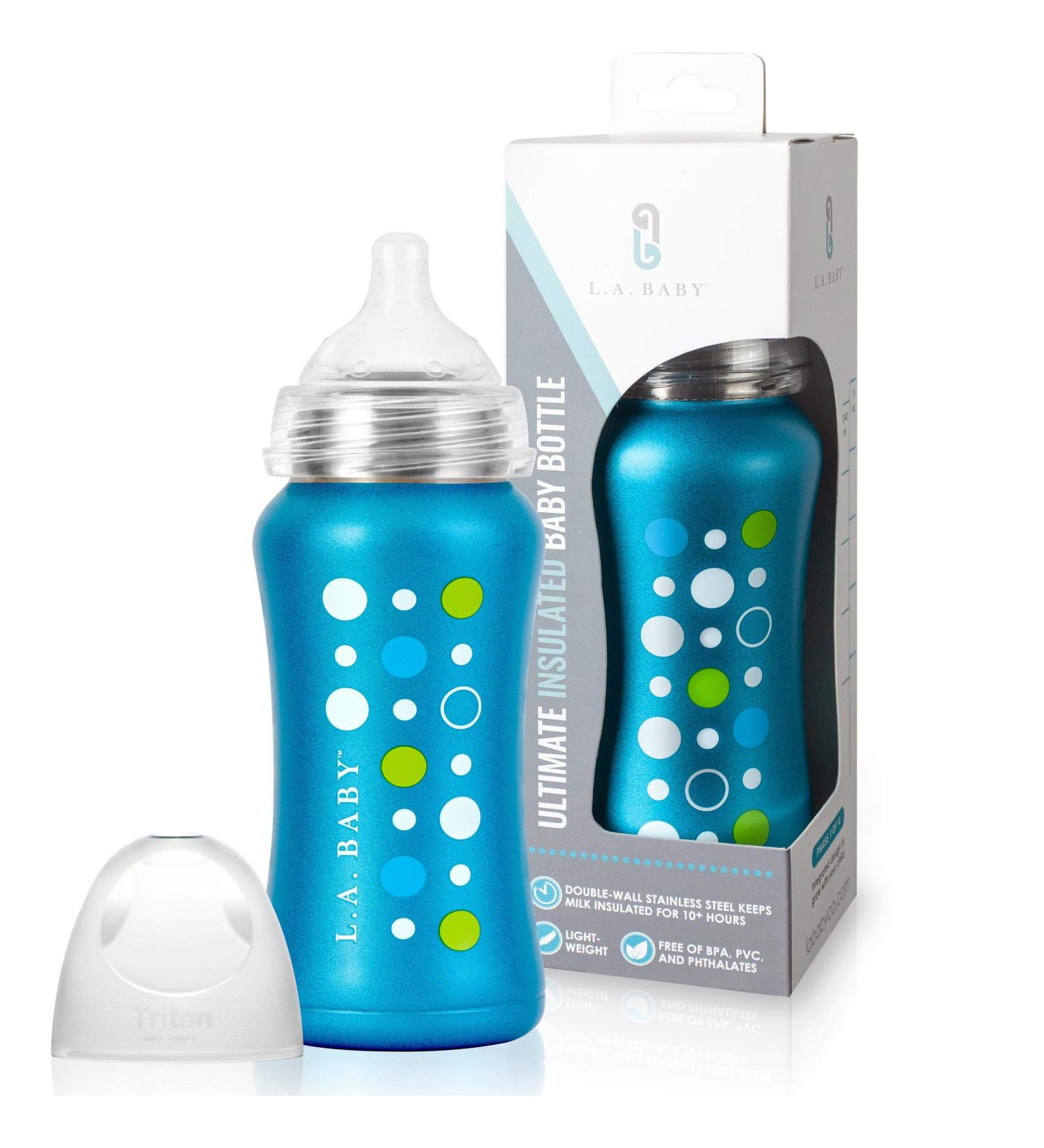 9oz Insulated Stainless Steel Baby Bottle | Non-Toxic Food-Grade | Leak-Free Design - Blue Sapphire Blue - Buy Online on GoSupps.com