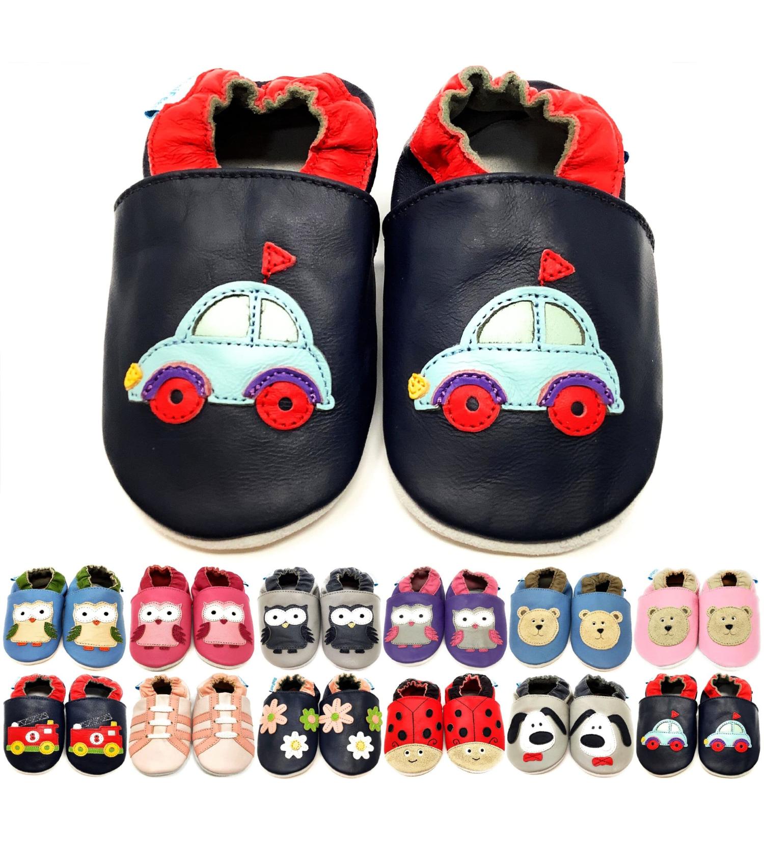MiniFeet Premium Soft Leather Baby Shoes - Buy 4 Pairs, Get 1 Free! Toddler Shoes for 0-6 Months to 4-5 Years - Car Design - Buy Online on GoSupps.com