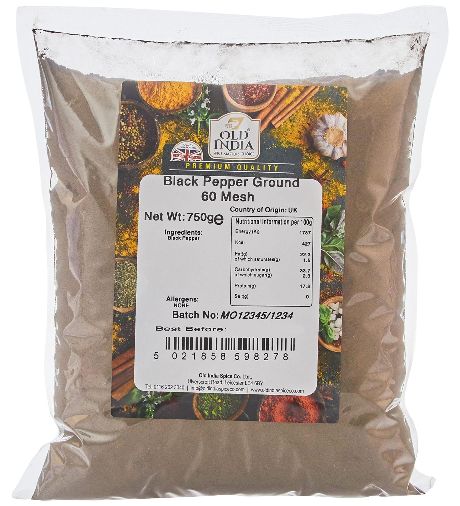 Old India Black Pepper Ground 60 Mesh 750g - Premium Quality Spice (Pack of 1) - Buy Online on GoSupps.com