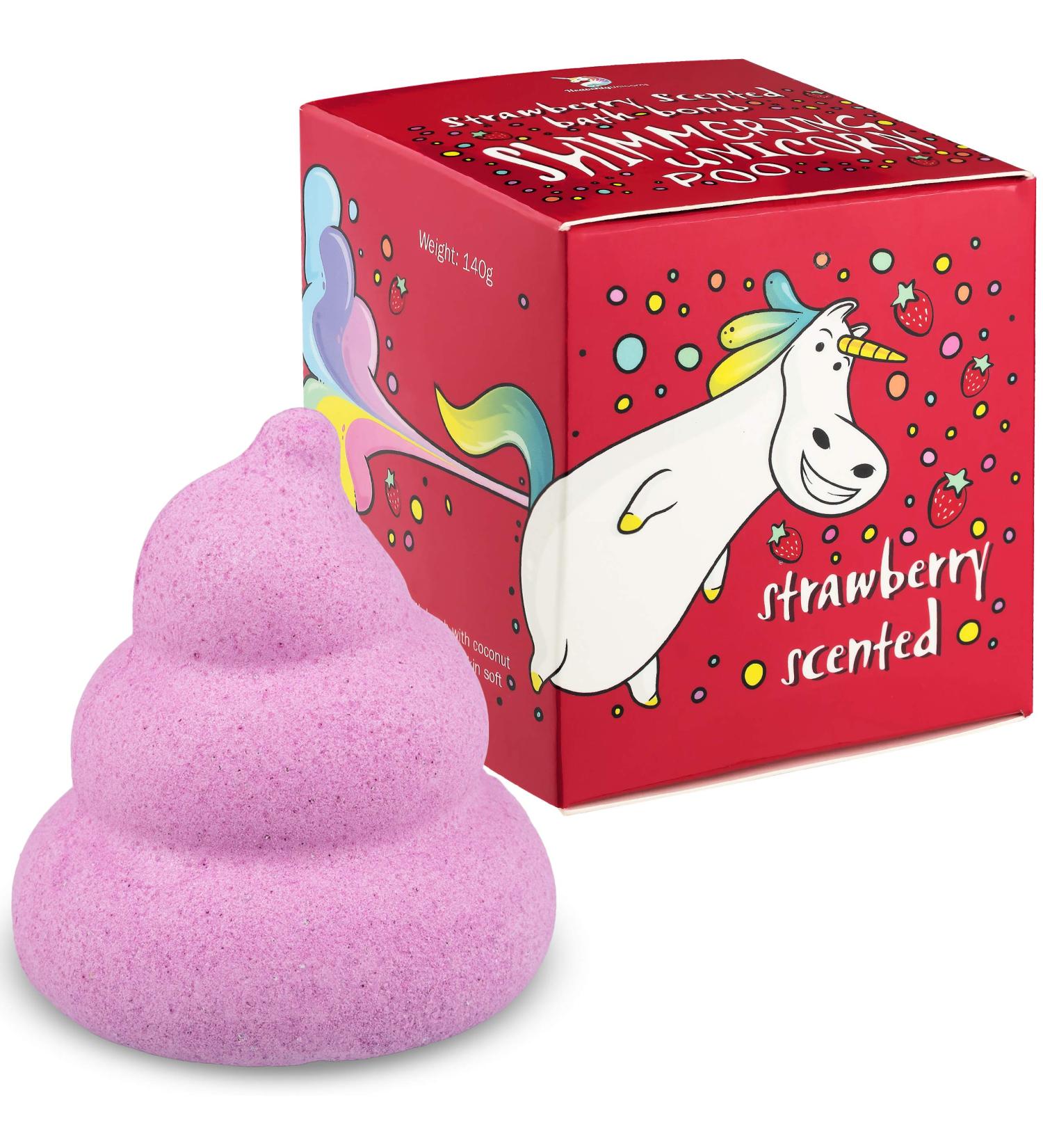 Unicorn Poo Pink Shimmer Bath Bombs - Handmade Natural Fizzy Fun Gift for Kids and Adults - Strawberry Scent - Buy Online on GoSupps.com