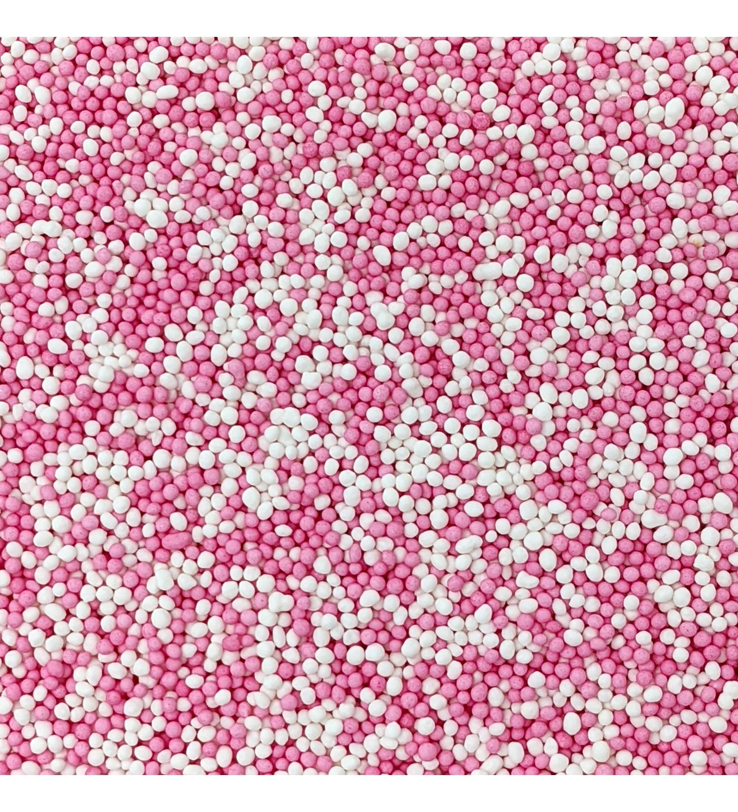 Pink and White Sprinkles - 100g of Cake Sprinkles Toppers Decorations 100s 1000s Mini Balls Nonpareils