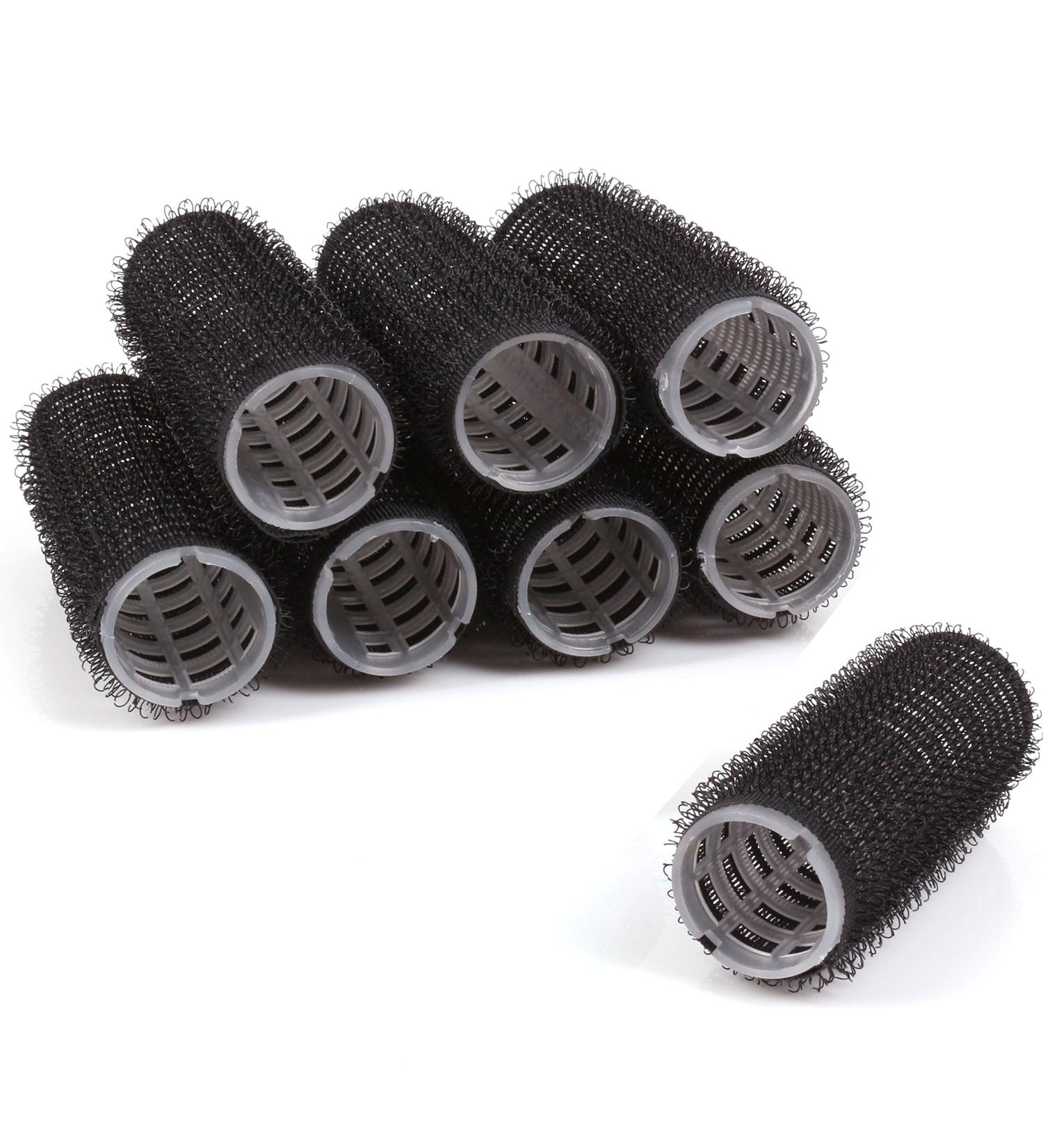 Small Cling Hair Rollers Black Stylist Tools (Pack Of 8)