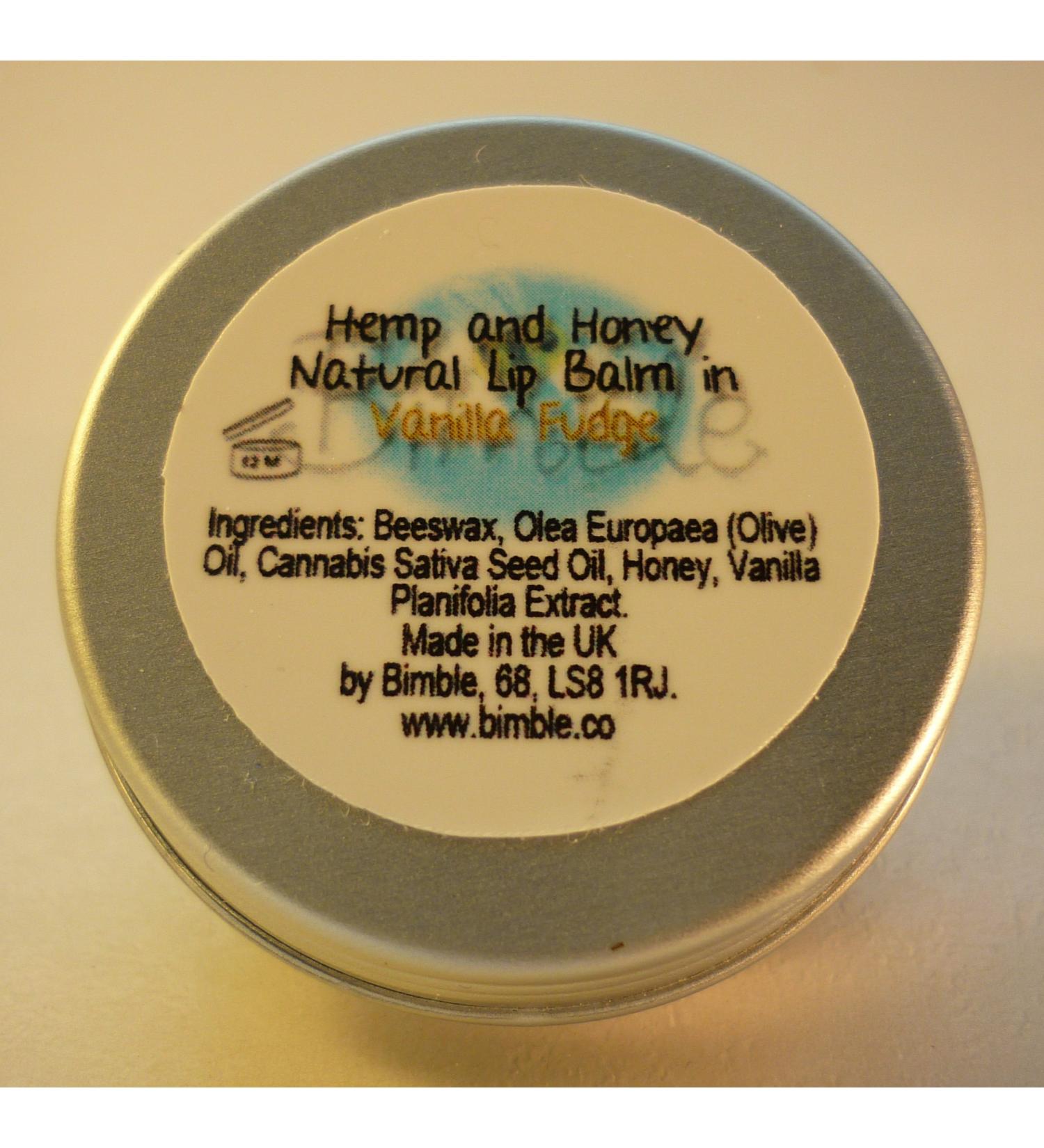 Bimble Hemp and Honey Natural Lip Balm 10g- Vanilla Fudge Flavour