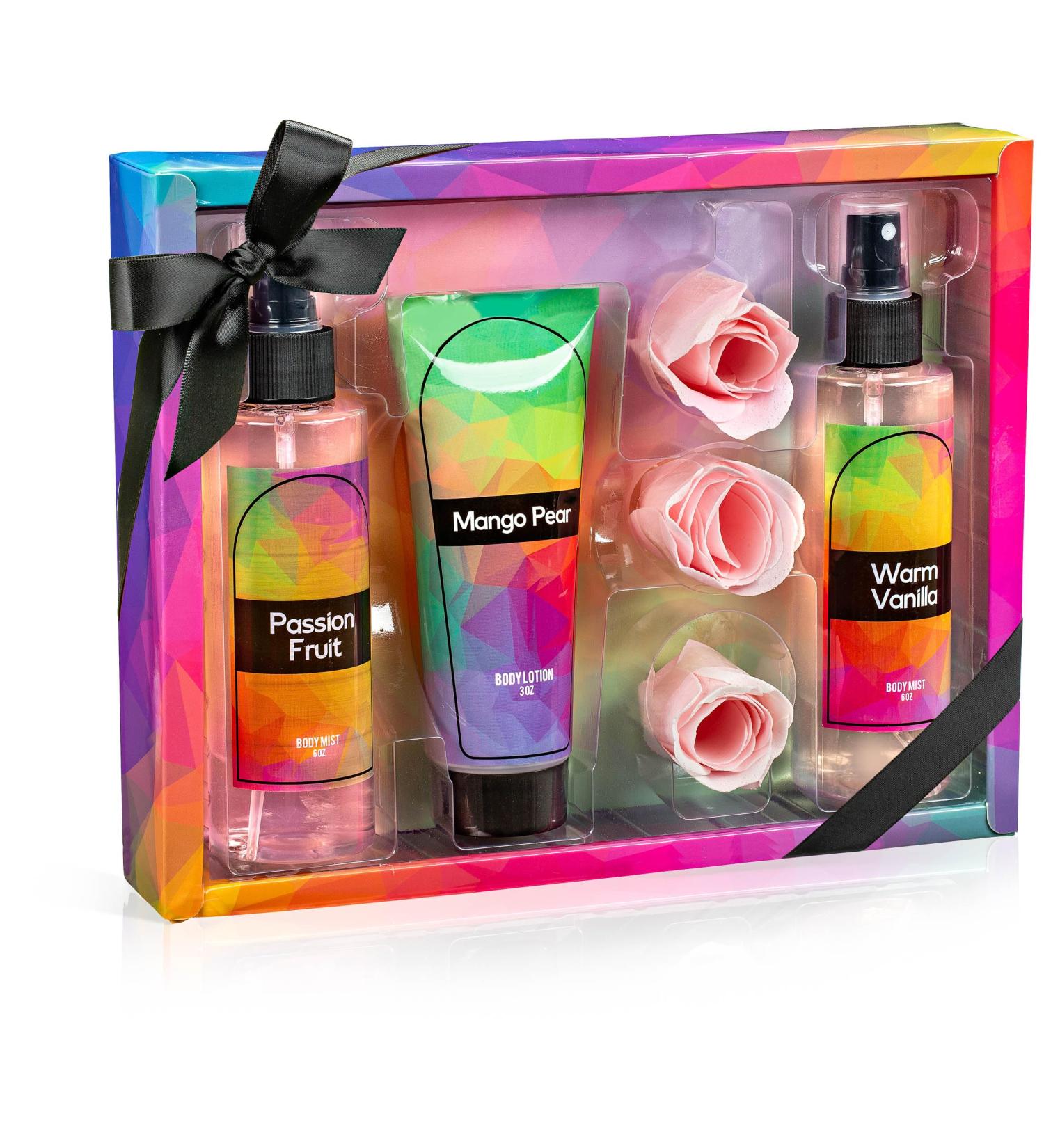 Fine Fragrance Body Mist & Body Splash Gift Set Luxury Self-Care Combo for Women and Girls (Passion Fruit Warm Vanilla Mango Pear Rose Soap) Valentines Gift for Women Passion Fruit Warm Vanilla Mango Pear 6-piece - Buy Online on GoSupps.com