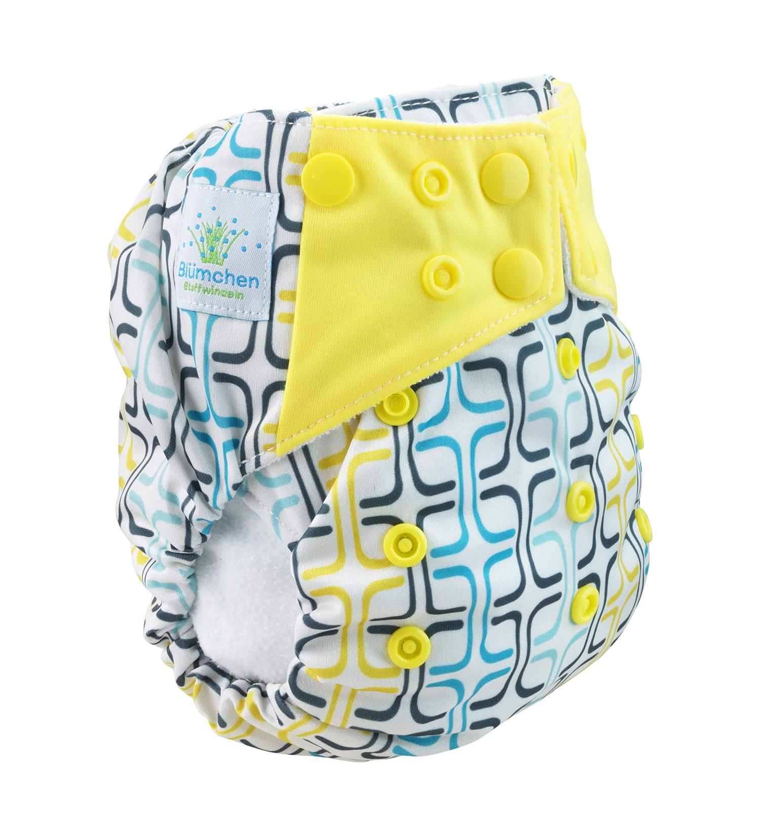 Bl mchen All-in-One Bamboo Cloth Diaper - OneSize Snap Fasteners (3.5-15kg) | Geometric Design Brick - Eco-Friendly International Shipping - Buy Online on GoSupps.com