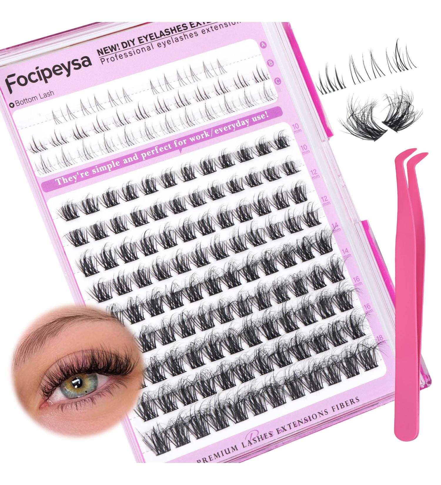 Focipeysa Wispy Lash Clusters - Natural DIY Eyelash Extensions | C Curl Individual Lashes 10-18mm with Applicator - Shop Now for International Shipping - Buy Online on GoSupps.com