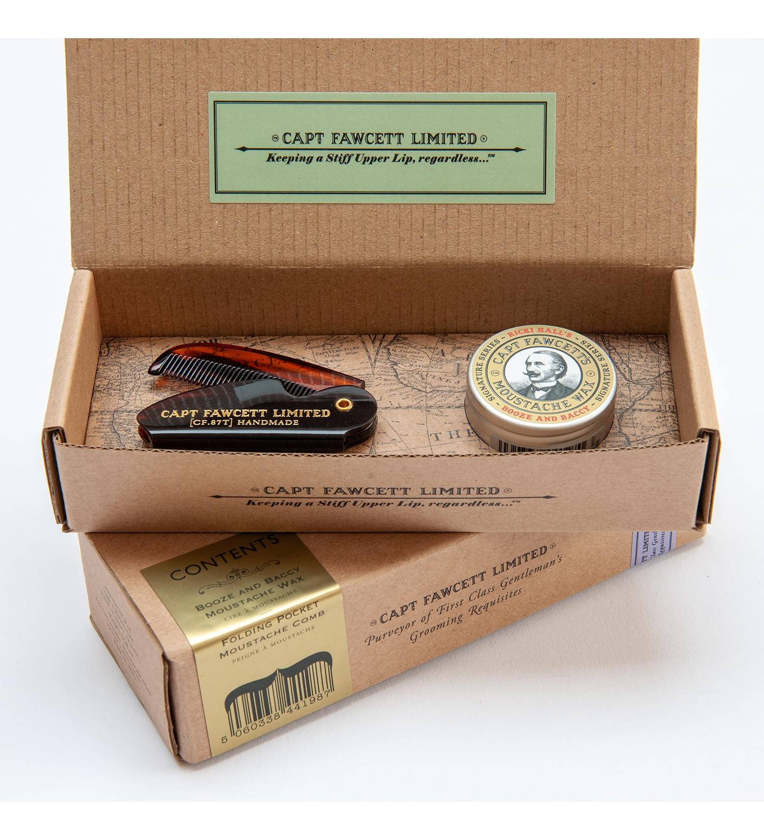 Booze & Baccy Moustache Wax & Folding Pocket Moustache Comb