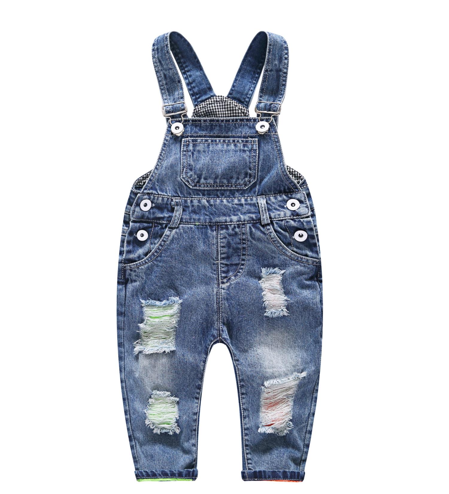 KIDSCOOL SPACE Baby Overalls | Toddler Ripped Denim | Cute Workwear 18-24 Months - Blue-1991 - Buy Online on GoSupps.com
