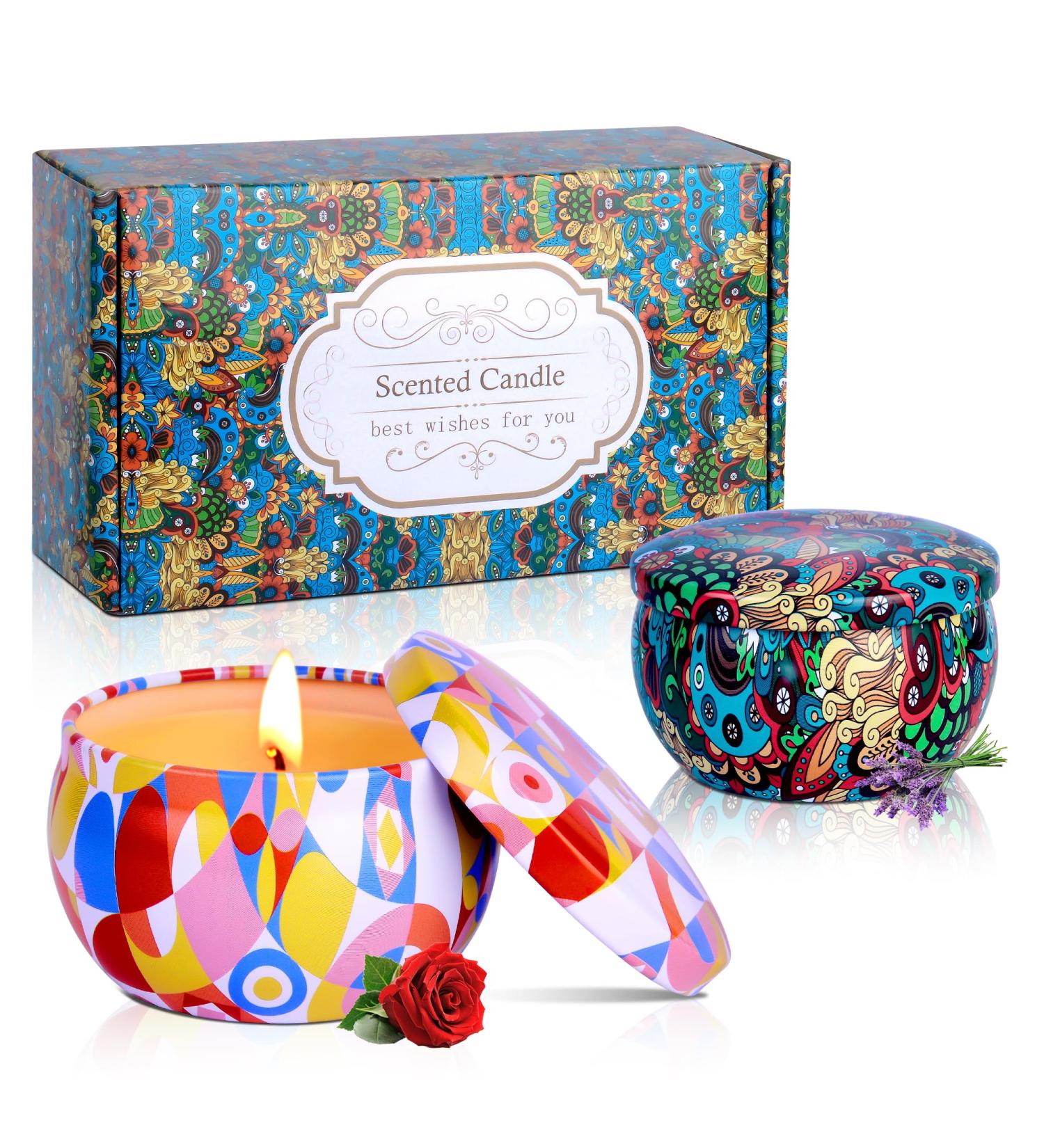 Premium Lavender & Rose Fragrance Candle Gift Set | Natural Soy Wax | 50h Aromatherapy | Perfect Gifts for Women Moms & Girlfriends | Birthday Valentine's & Mother's Day - Buy Online on GoSupps.com