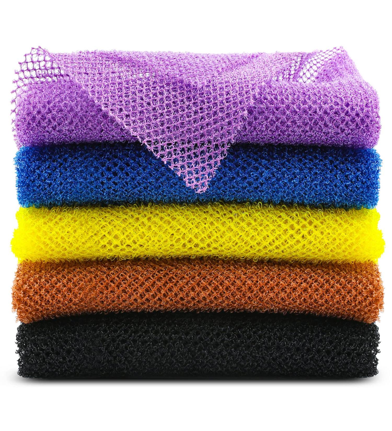 African Net Bath Sponge Set - 5 Pieces | Exfoliating Shower Scrubber for Body and Back | Daily Use Skin Smoother - Buy Online on GoSupps.com