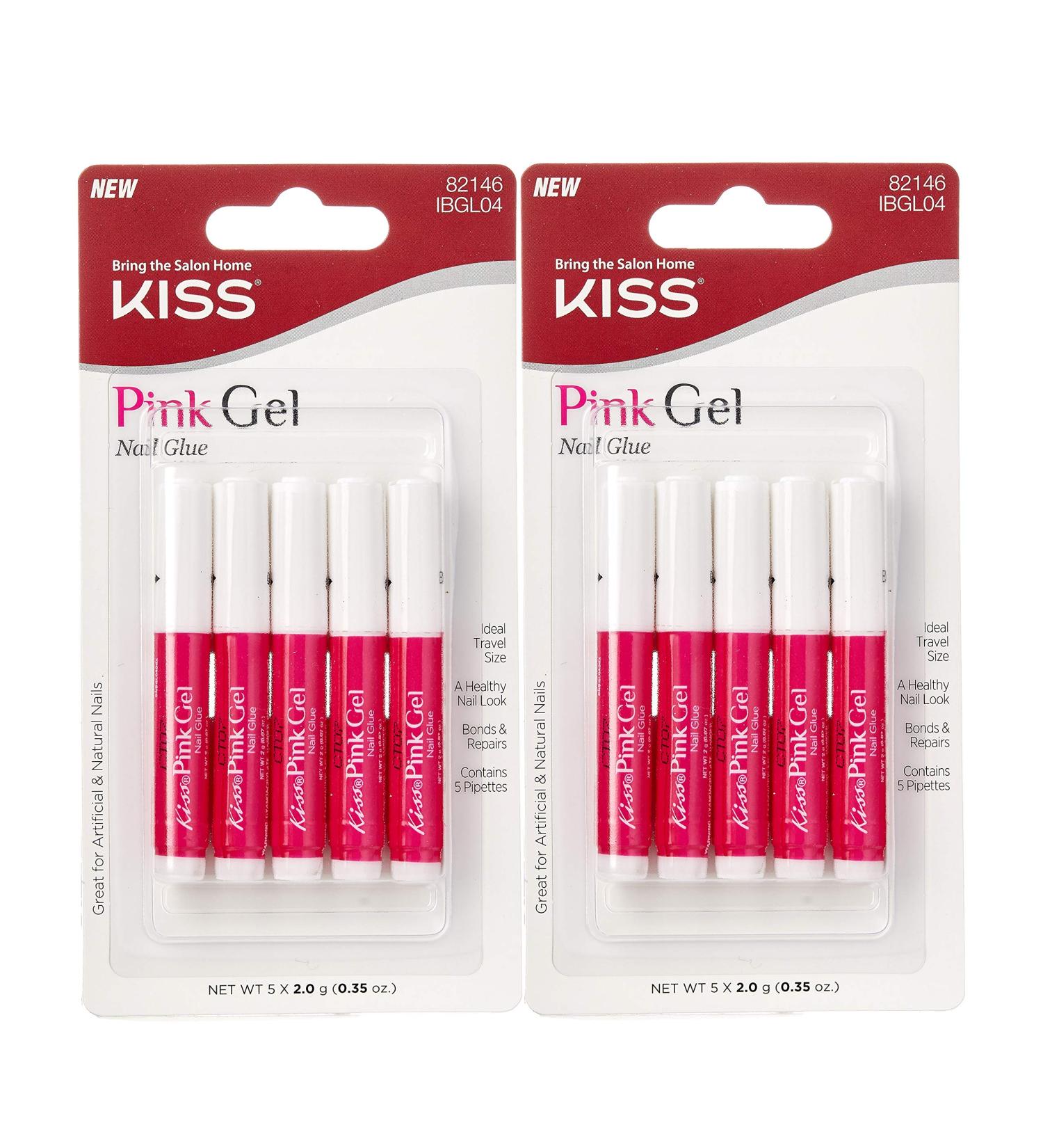 Kiss Pink Gel Nail Glue (IBGL04) - 2 Pack, 5 Count - Long Lasting Adhesive for Nail Art - Buy Online on GoSupps.com