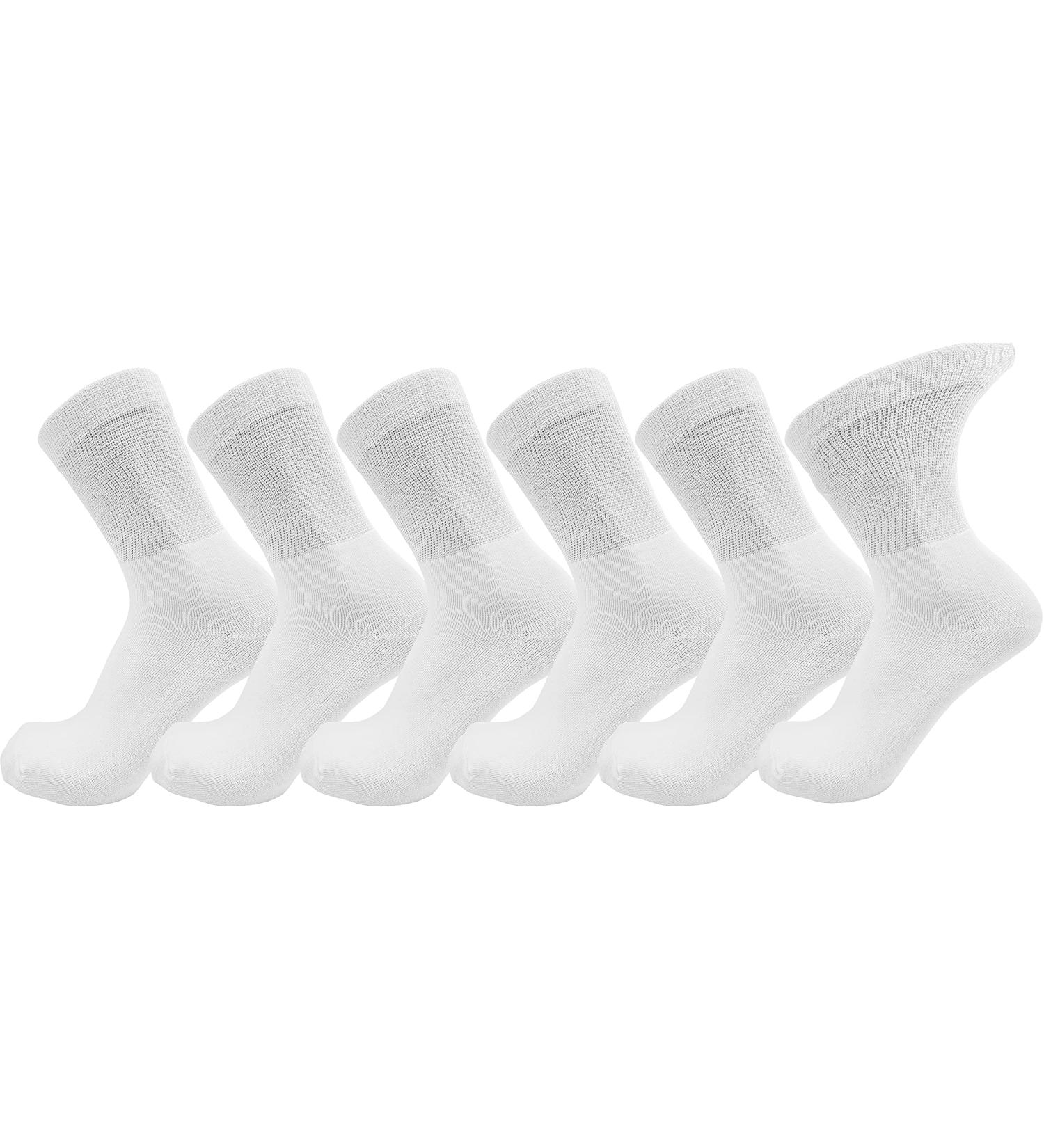 Bamboo Diabetic Socks 6 Pairs - Soft & Loose Fitting Unisex Bulk Pack - Large White - Buy Online on GoSupps.com