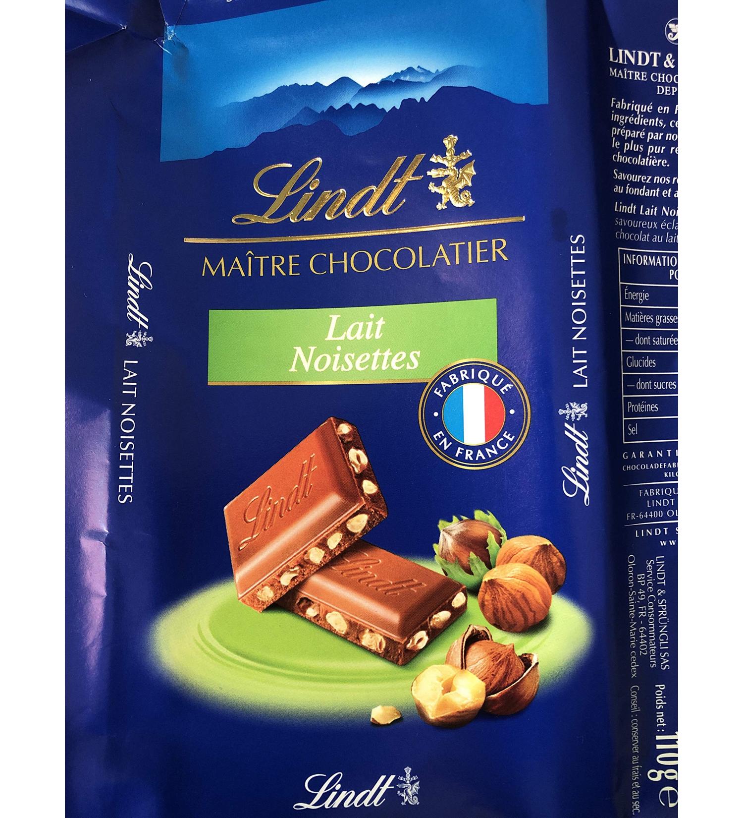 Lindt - Milk Hazelnut Tablet MAITRE CHOCOLATIER - Milk Chocolate - 110g - Buy Online on GoSupps.com