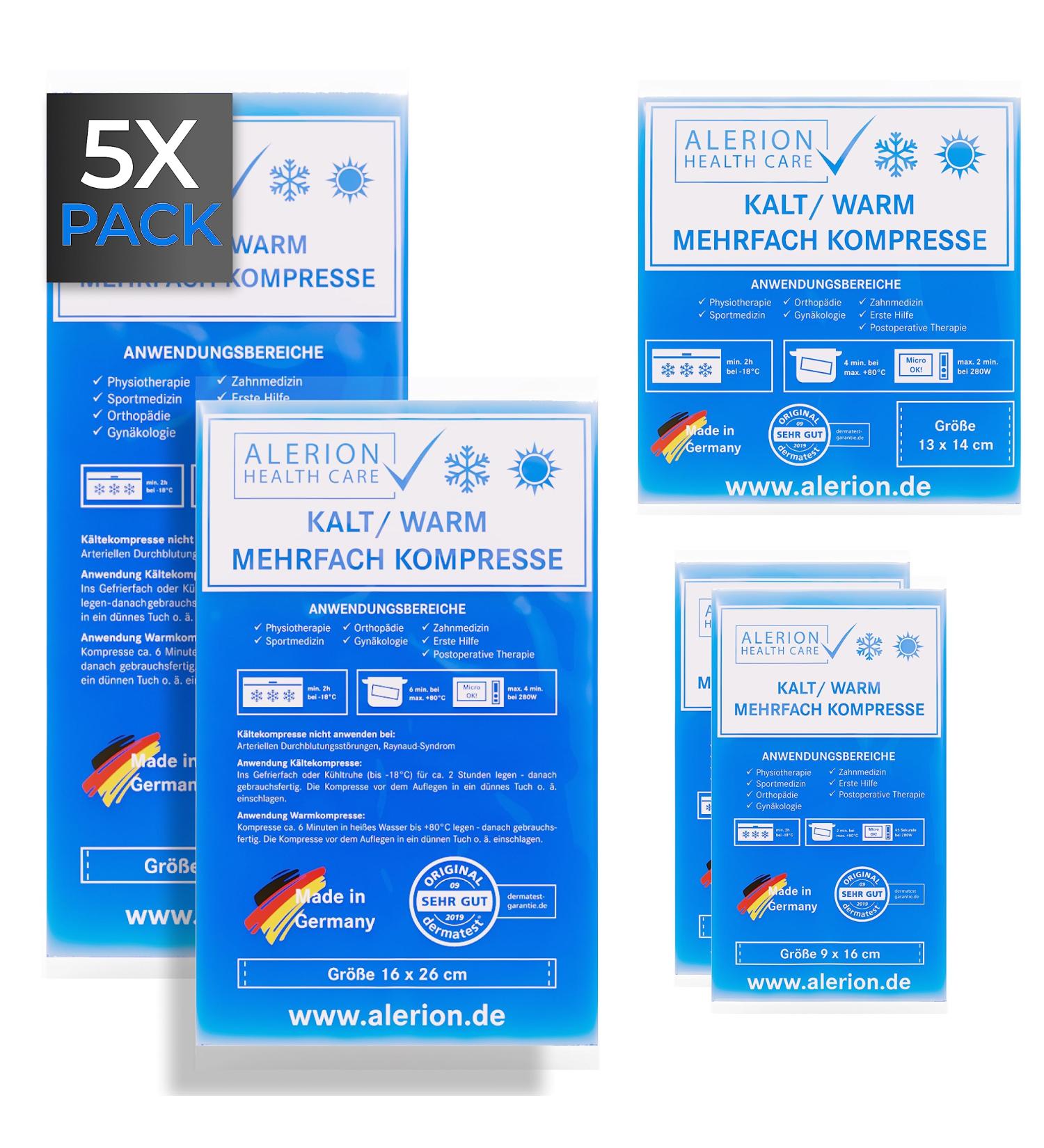 Alerion Cooling Pads for All Ages - 5 Set with 4 Sizes | Gel Cool Packs for Wisdom Tooth Relief & Hot/Cold Therapy - Made in Germany - Buy Online on GoSupps.com