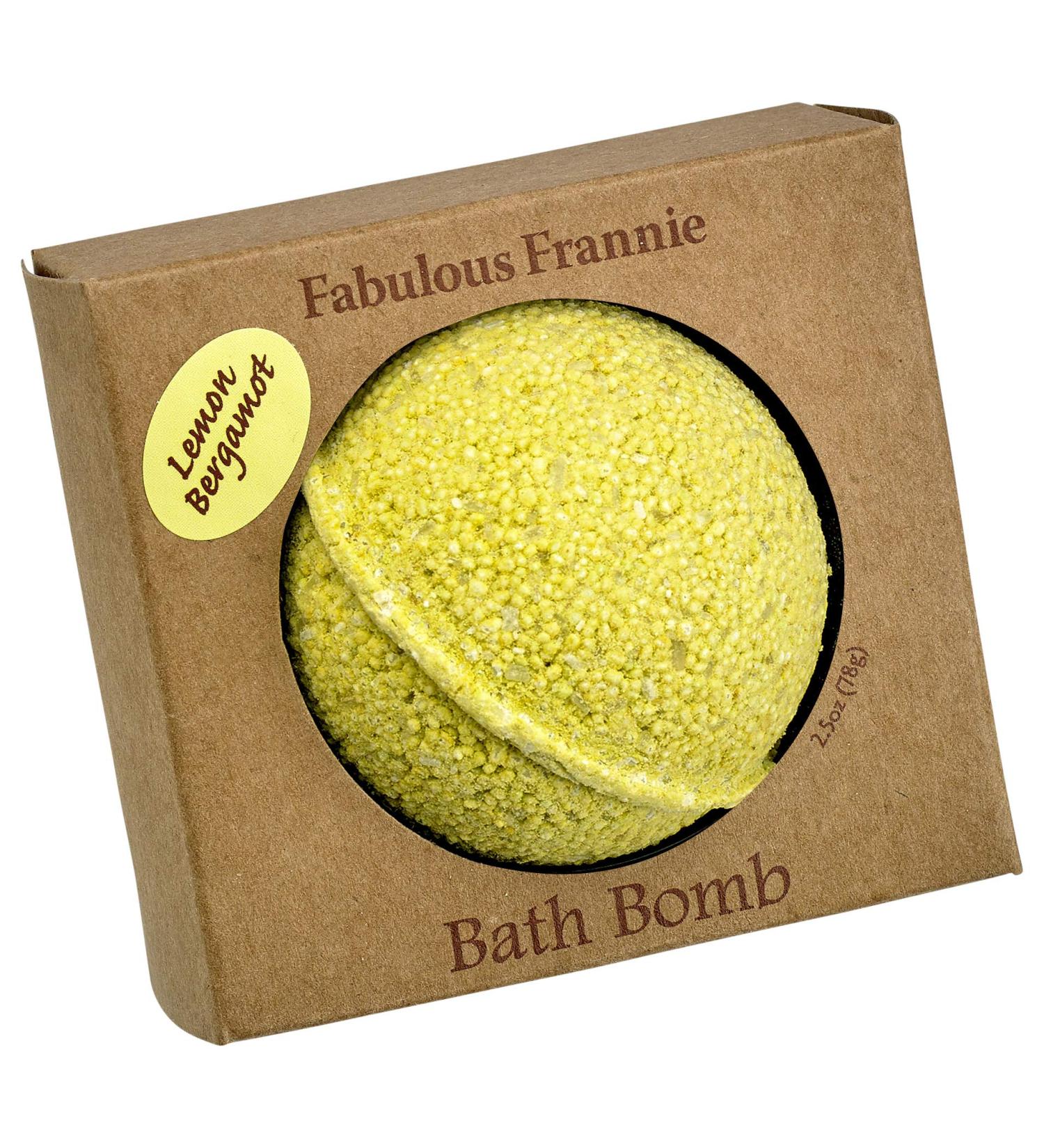 Fabulous Frannie Lemon Bergamot Natural  Handmade Bath Bomb Set  Rich in Essential Oil  Mineral Salt  Coconut Oil  Witch Hazel  Fizzies to Moisturize Skin 2.5oz