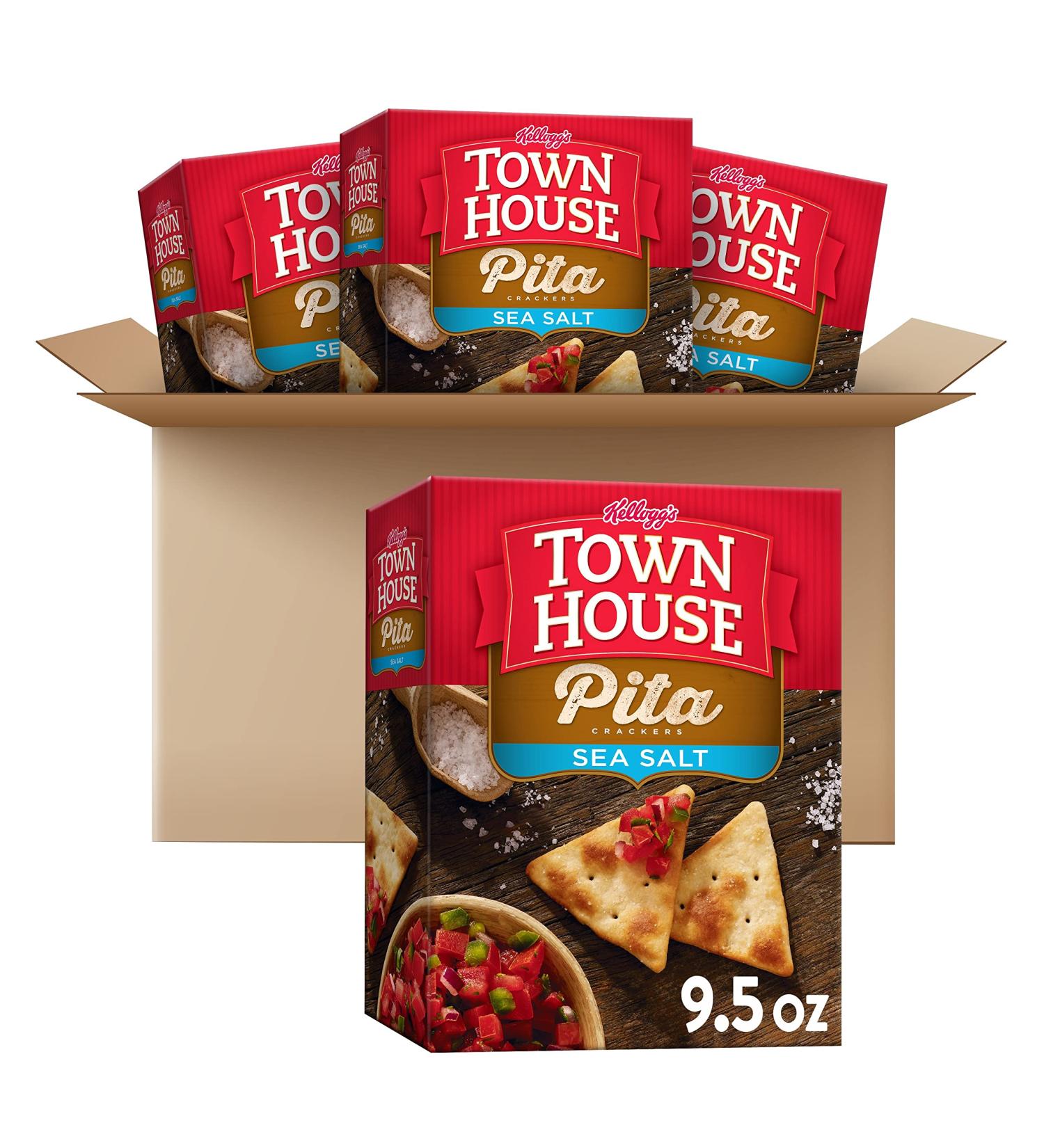 Town House Sea Salt Pita Crackers 38oz Case (4 Boxes) - Baked Lunch Snack Crackers - Buy Online on GoSupps.com