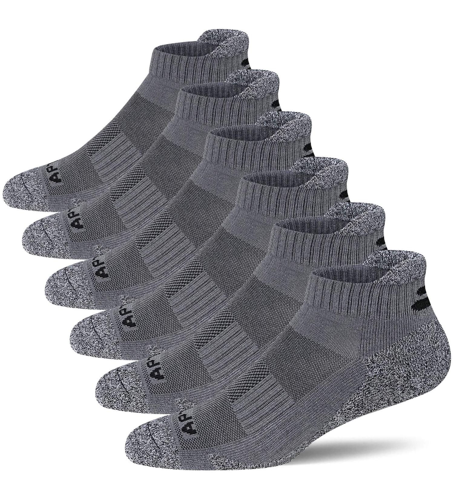 APTYID Men's Ankle Athletic Running Socks (6 Pack) Dark Grey - Size 9-12 - Buy Online on GoSupps.com