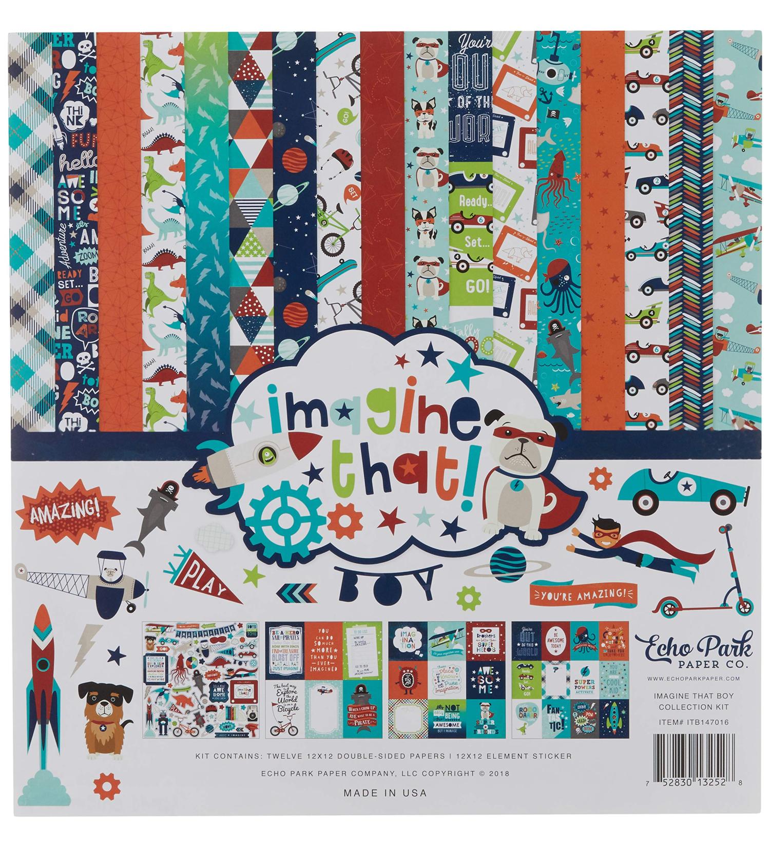 Echo Park Imagine That Boy Collection Kit - 12x12 Inch - Buy Online on GoSupps.com