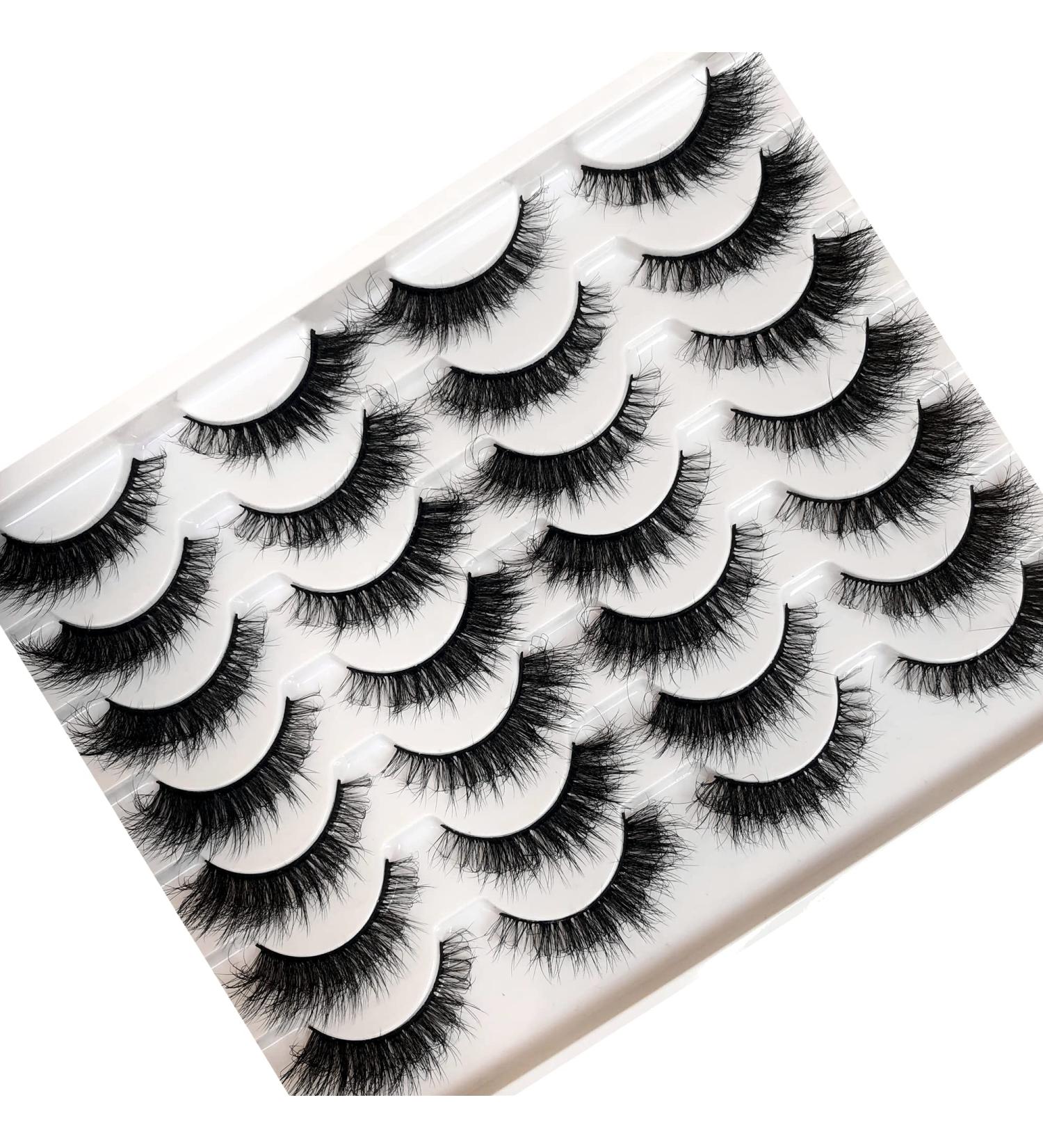 Pooplunch 14 Pairs Faux Mink Cat Eye False Eyelashes - 8D Volume Wispy Lashes (7-15MM) - Buy Online on GoSupps.com