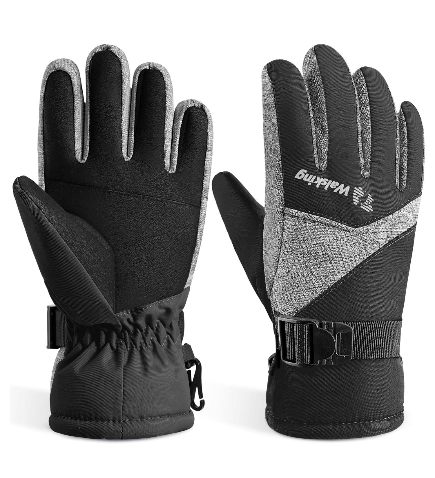 WALSKING Kids Winter Gloves - Waterproof Insulated Ski Gloves for Boys Girls Youth - Black Medium (9-12 years) - Buy Online on GoSupps.com