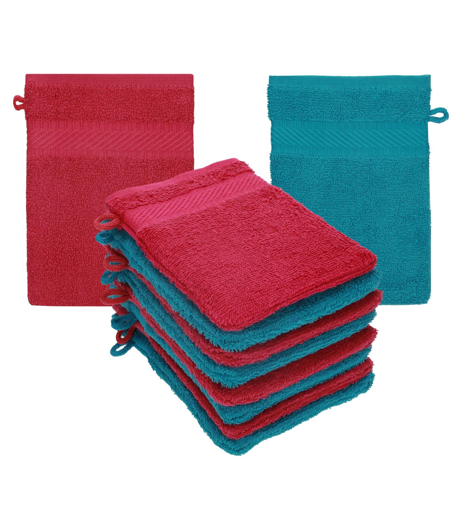 Betz Terry Cloth Wash Gloves - 10 Piece Set 100% Cotton 16x21 cm Cranberry-Petrol | Premium International Shipping - Buy Online on GoSupps.com