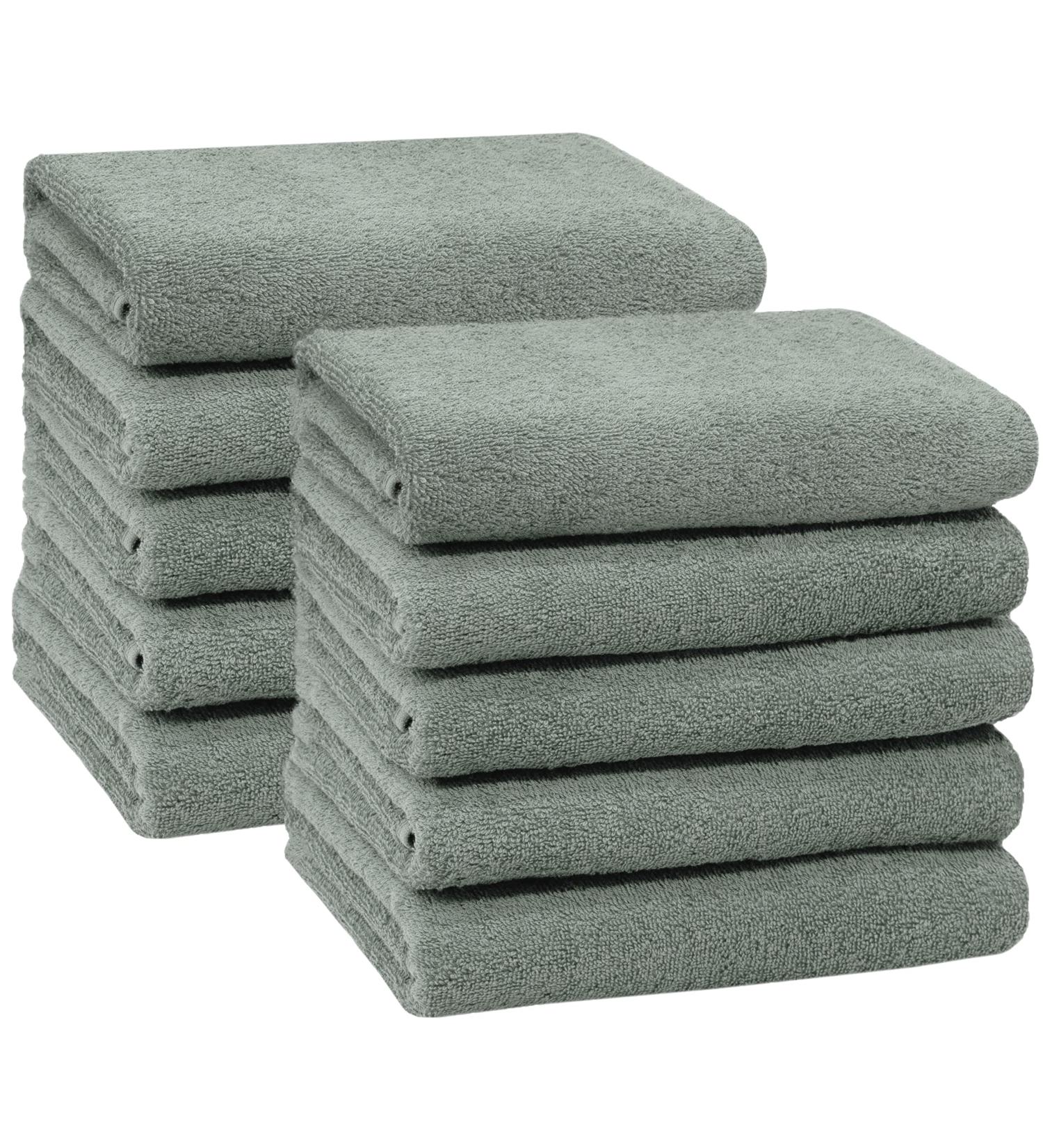 Zollner 10 Set Soft & Strong Cotton Shower Towels 50x100 cm - Light Gray - Hotel Quality Washable Up to 60 C with Practical Hanger - International Shipping - Buy Online on GoSupps.com