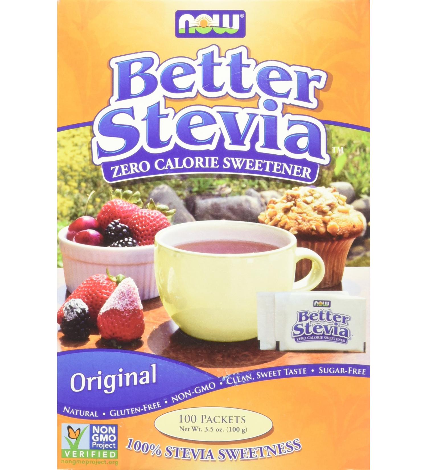 Now Foods Organic Better Stevia Sweetener - Zero-Calorie, 100 Packets (3.5 oz) | Natural Sugar Substitute - Buy Online on GoSupps.com