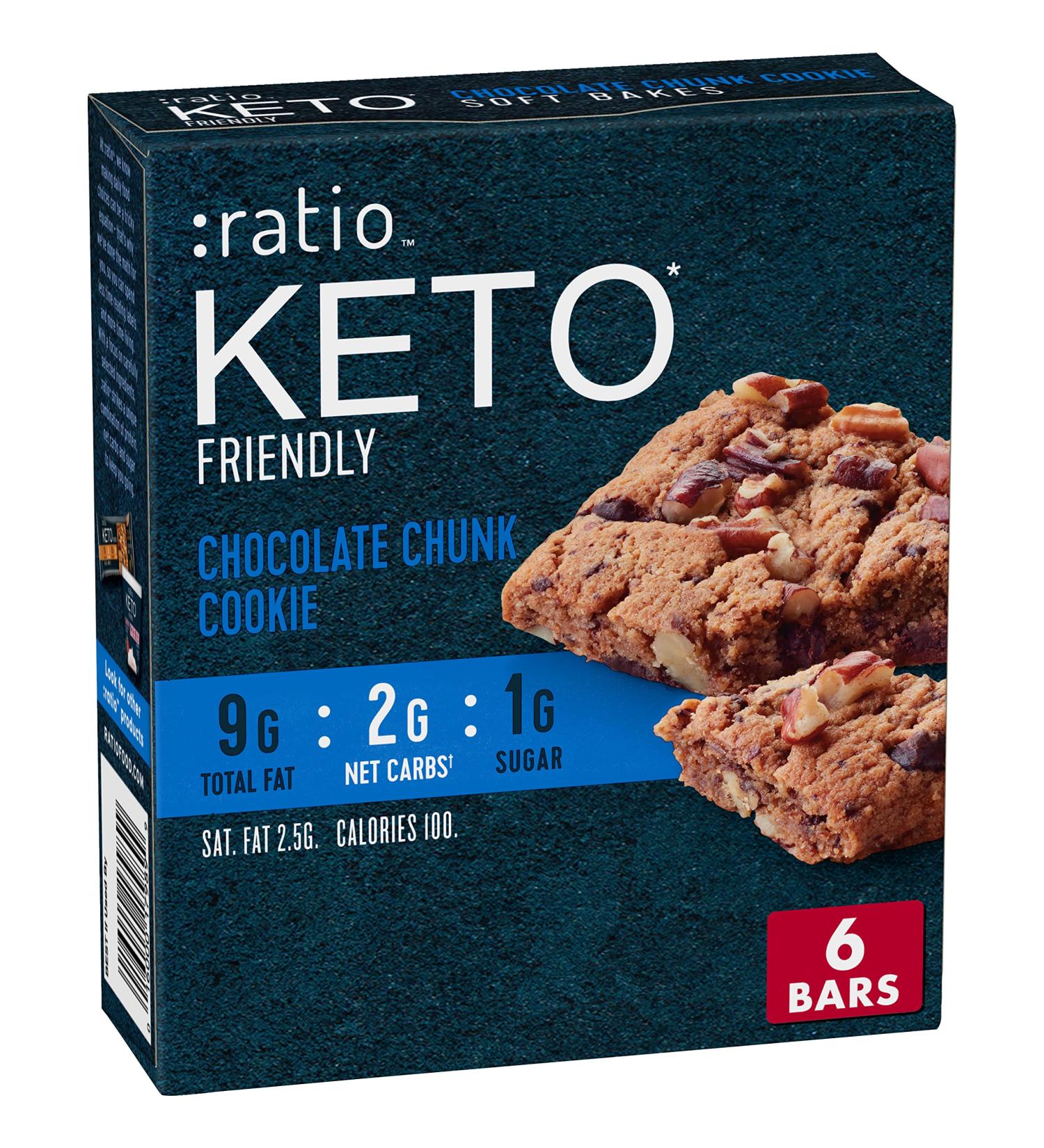 Ratio Keto Friendly Soft Baked Bars - Chocolate Chunk Cookie 6 ct - Buy Online on GoSupps.com