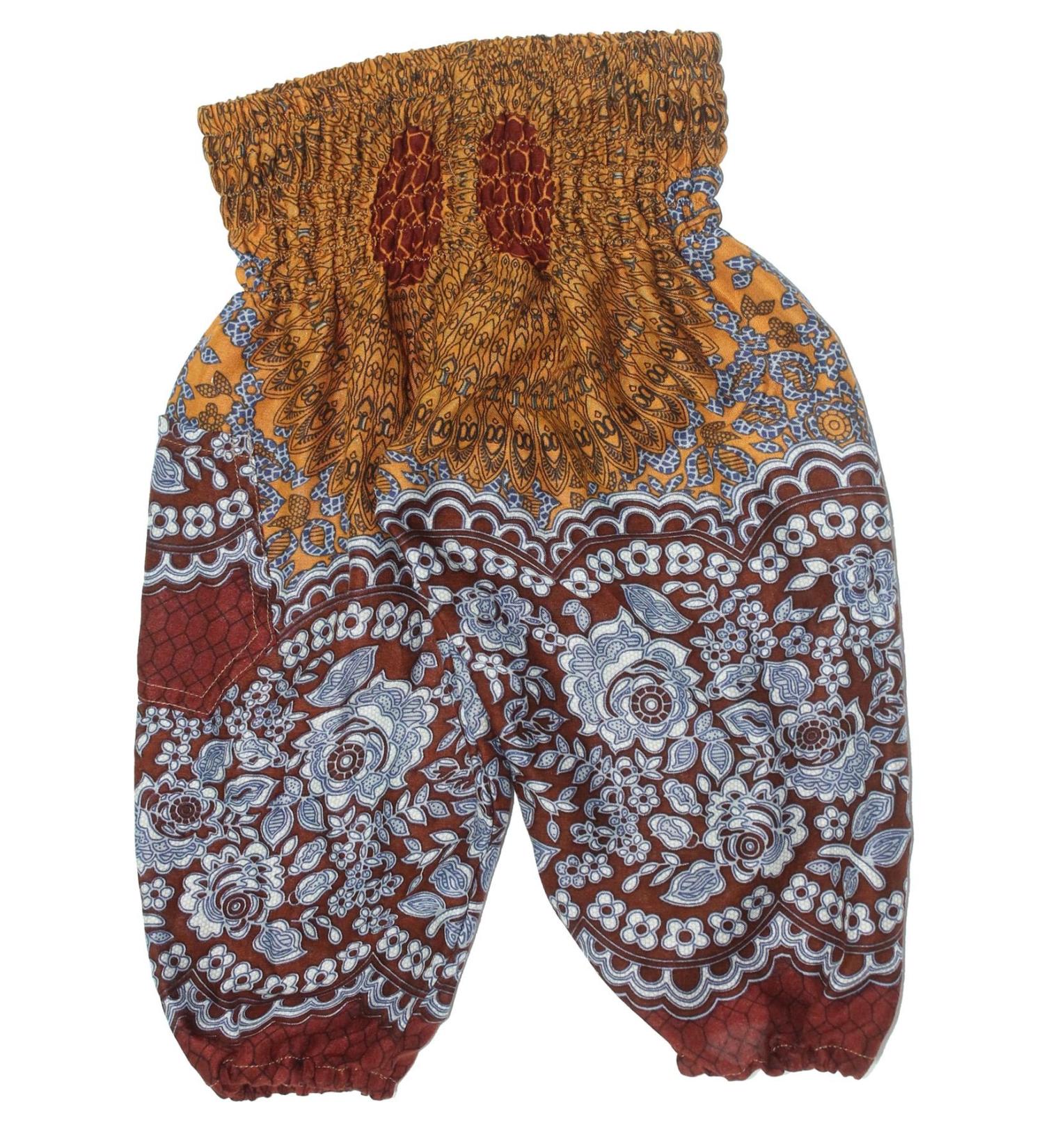 Lofbaz Children Hippy Thai Harem Aladdin Pirate Pants 6-9 Months - Rose Flower Brown - Buy Online on GoSupps.com