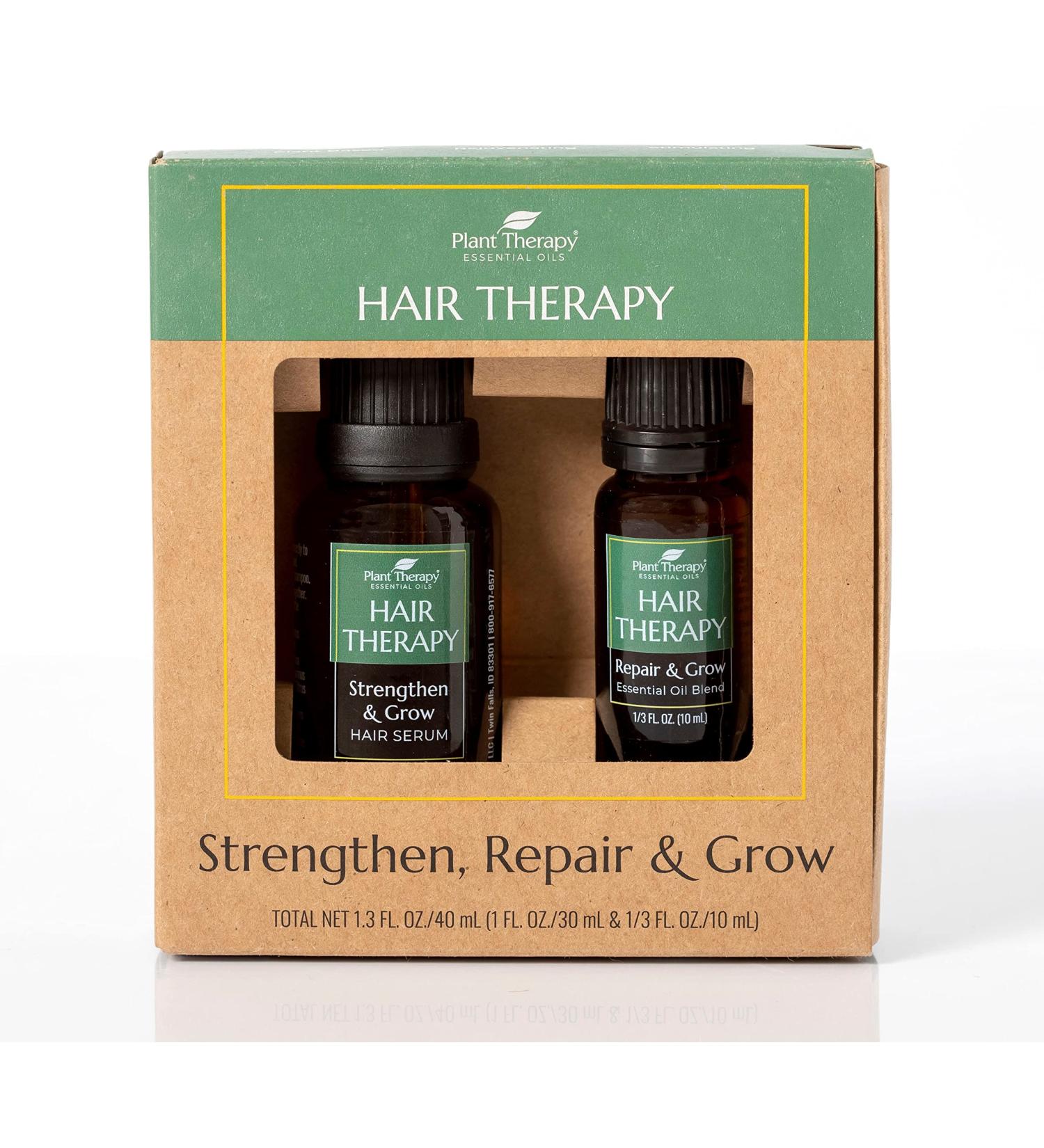 Plant Therapy Hair Therapy Set - Strengthen, Repair & Grow Shiny Healthy Hair - 1oz Serum & 10mL Essential Oil - Buy Online on GoSupps.com