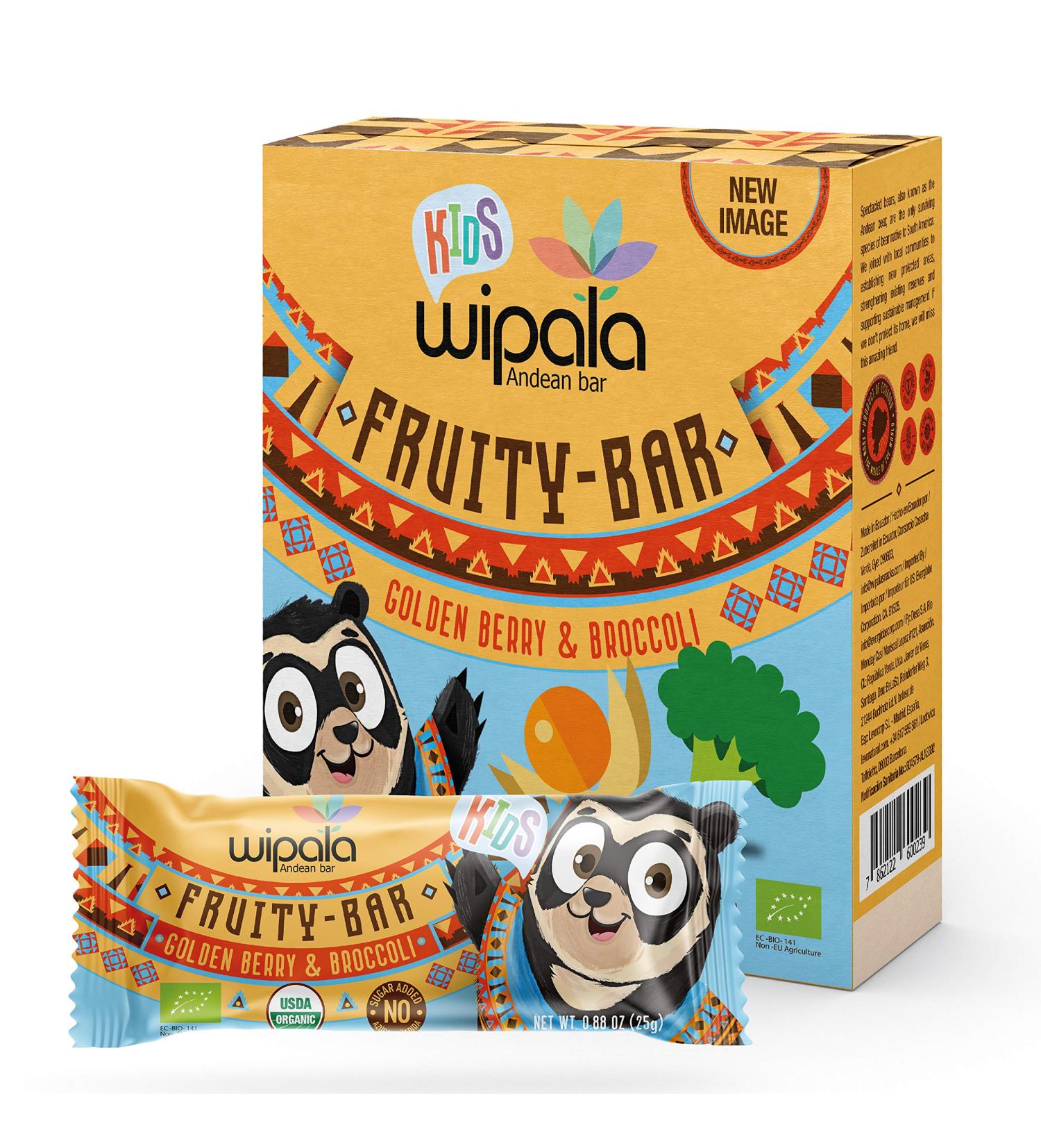 Wipala USDA Organic Kids Fruity Bars - Goldenberry & Broccoli Flavor | Healthy Snack for Children - Buy Online on GoSupps.com