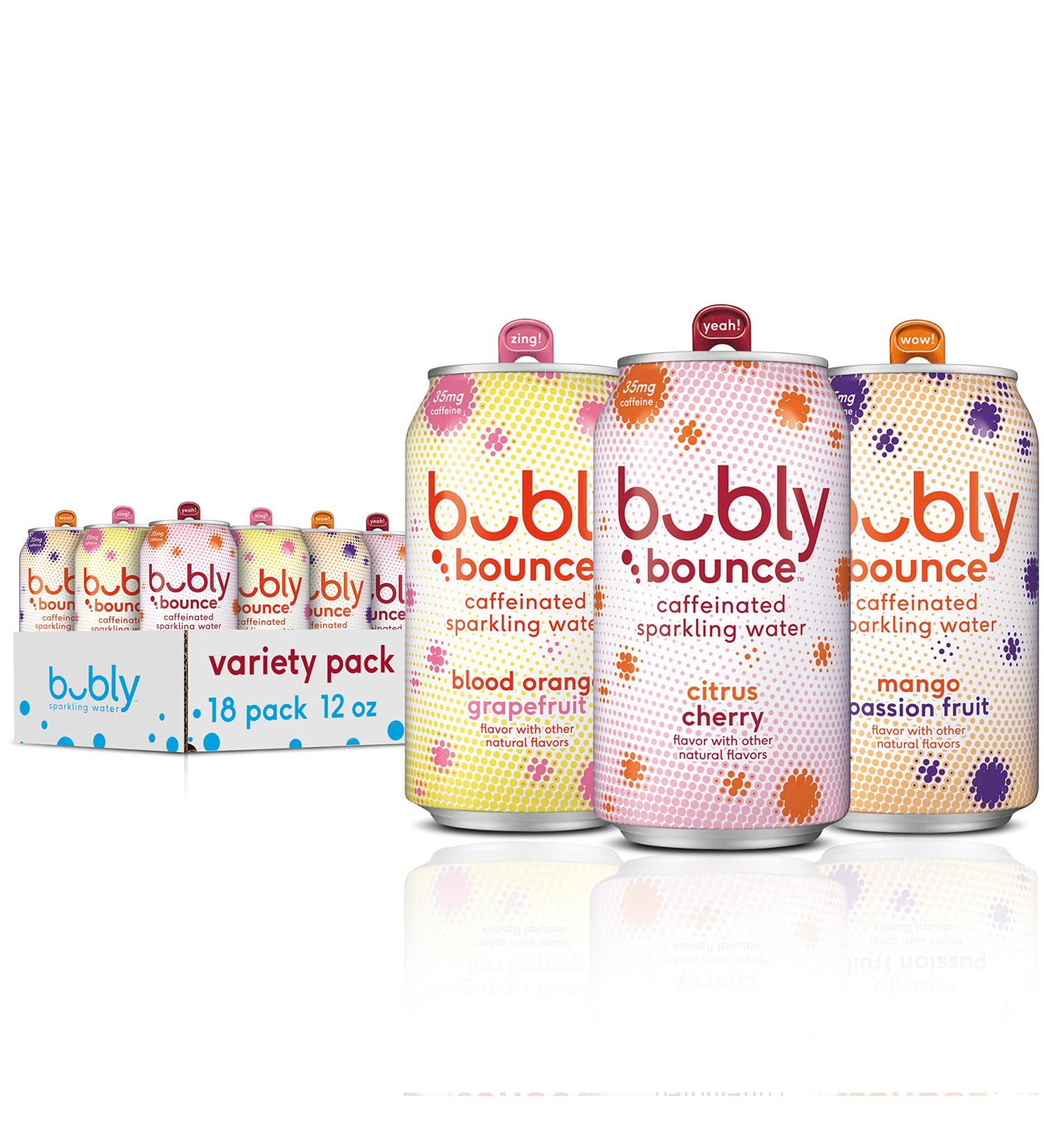 Bubly Bounce Caffeinated Sparkling Water Variety Pack - 12oz Cans  18 Count - Buy Online on GoSupps.com