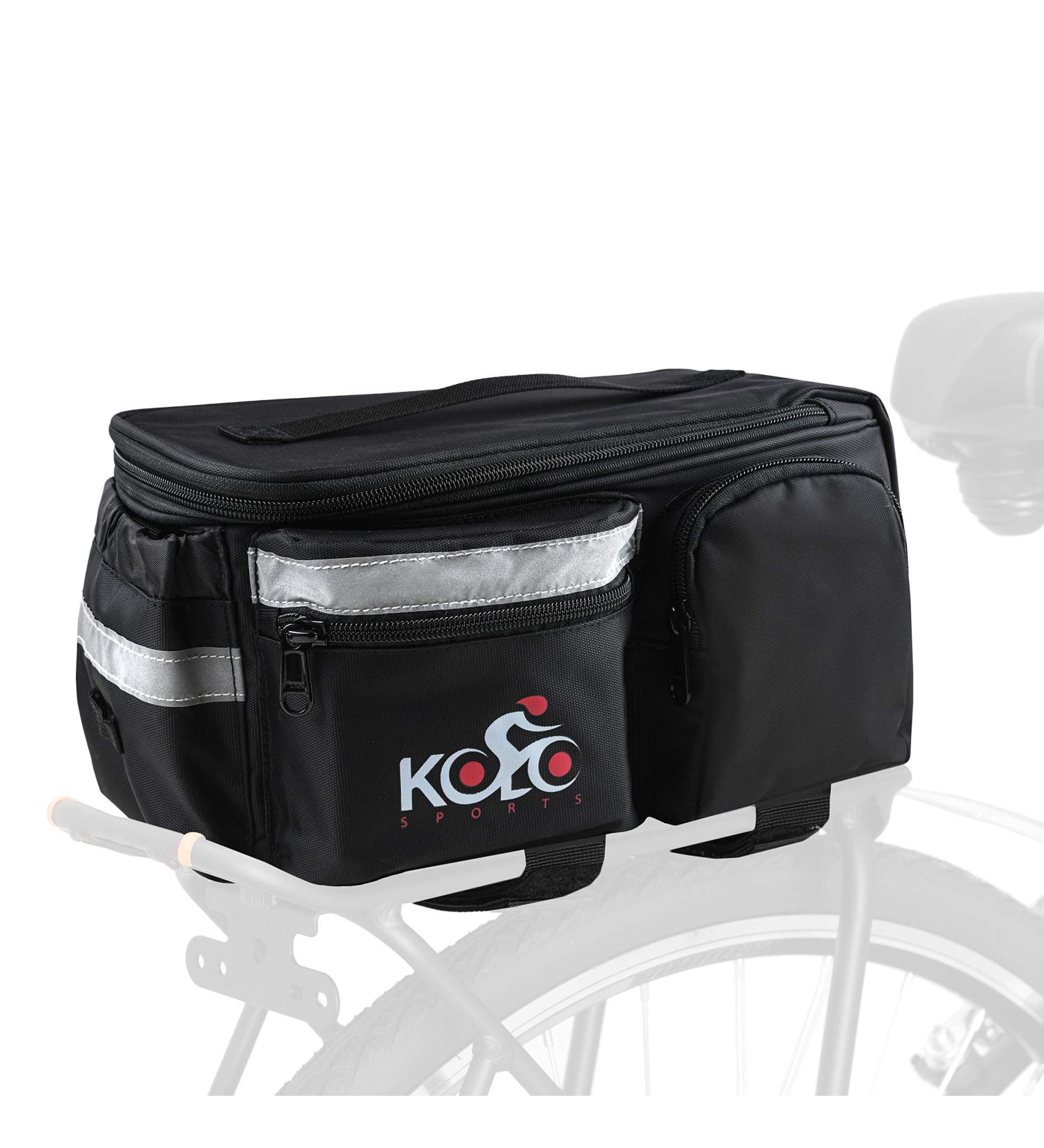 Waterproof Bike Bags for Rear Rack - Padded Bottom, Reflectors - Convertible with Shoulder Strap, Pockets, Bottle Case - Buy Online on GoSupps.com