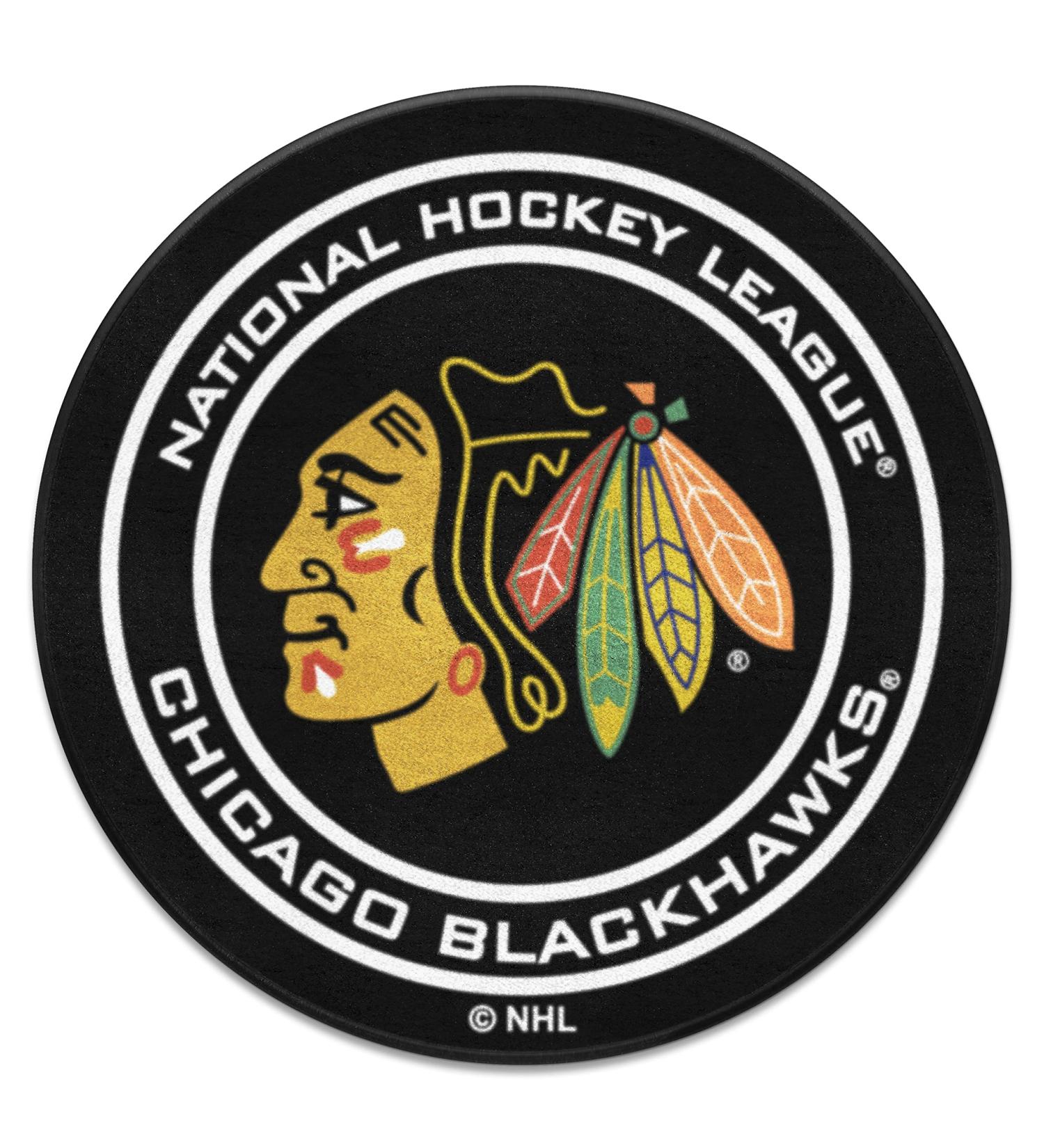 Fanmats 10279 Chicago Blackhawks Hockey Carpet - 27 Diameter Puck Design | Sports Fan Accent Rug | Shop Internationally - Buy Online on GoSupps.com