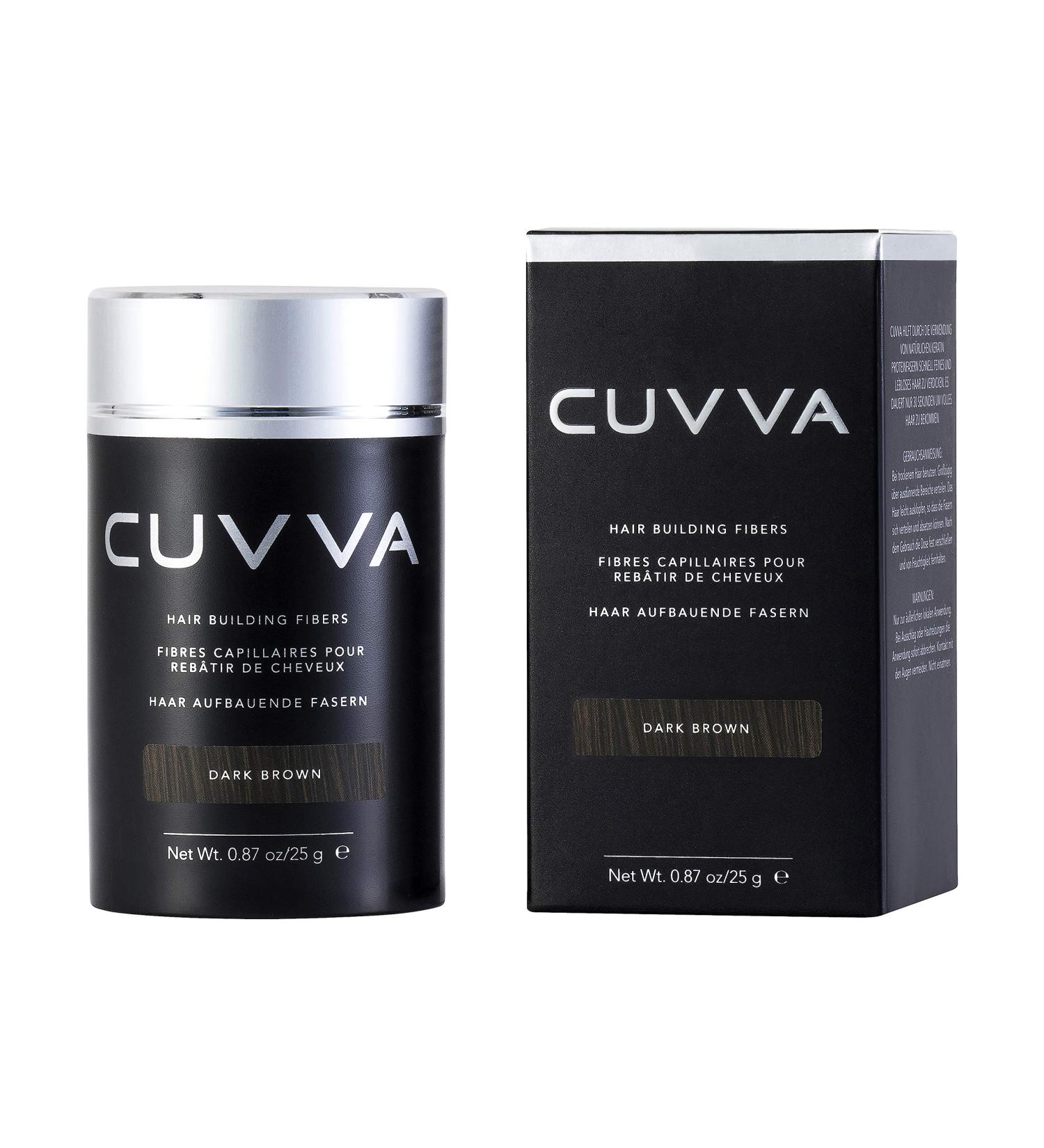 Cuvva Hair Fibers for Thinning Hair - Dark Brown Keratin Hair Building Fiber - Hair Loss Concealer for Men & Women - 25g Bottle - Buy Online on GoSupps.com