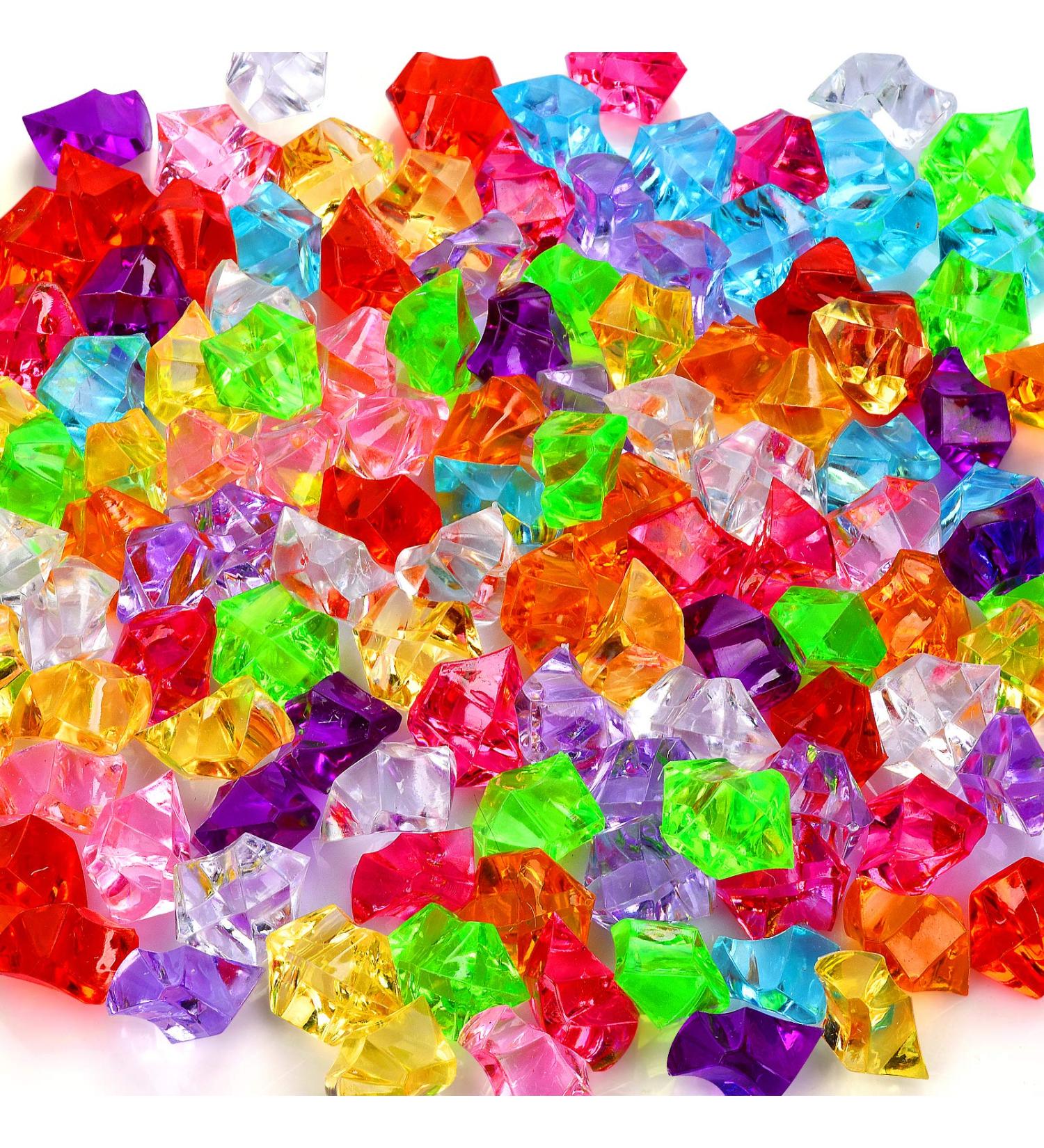 Premium Multicolored Fake Crushed Ice Rock Gems - 180-190pcs | Acrylic Ice Crystals for Kids Toy, Wedding Decor, Crafts - Buy Online on GoSupps.com