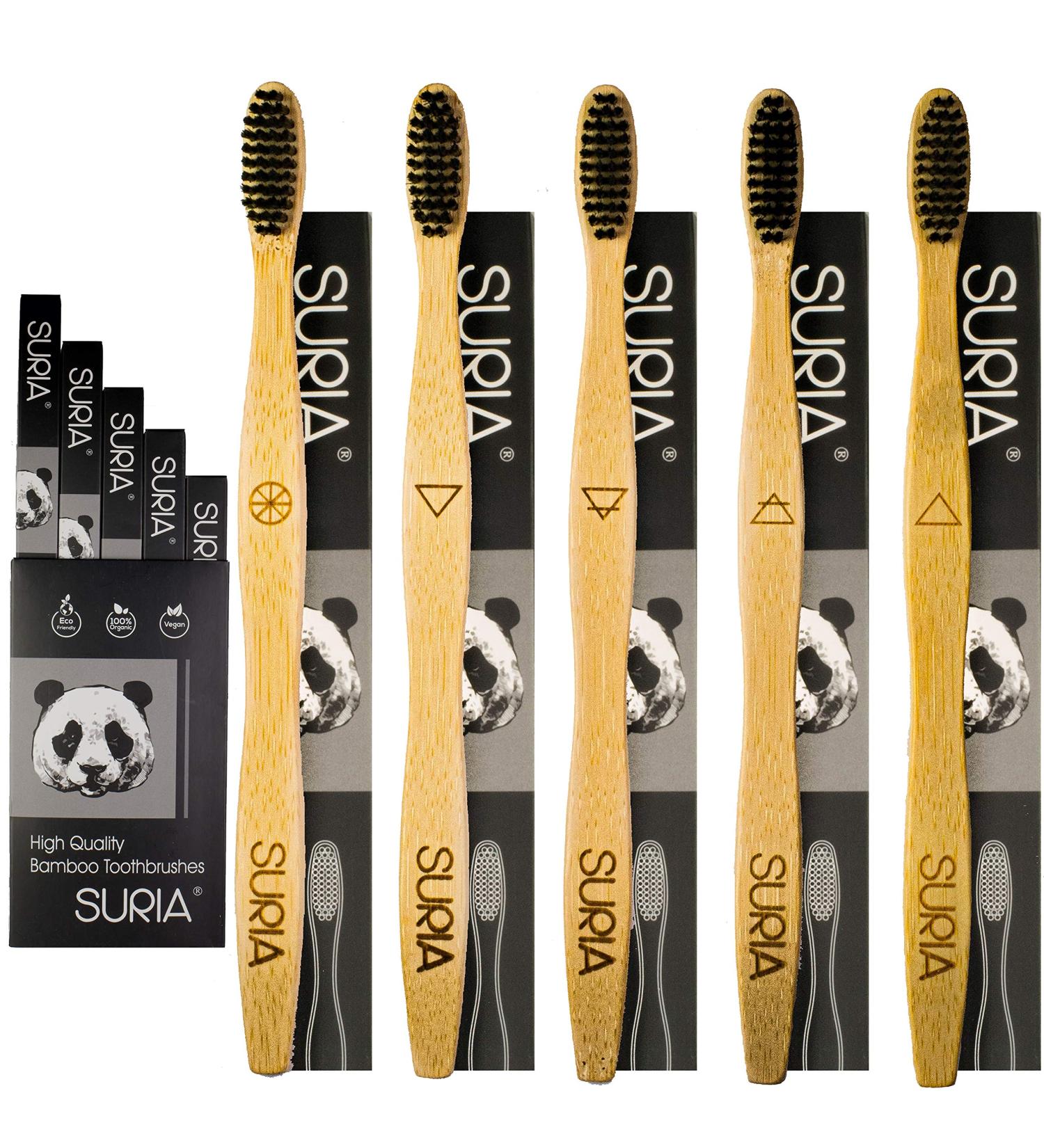 Buy Eco-Friendly Bamboo Toothbrushes - Pack of 5 Premium Organic BPA Free & Vegan - Buy Online on GoSupps.com