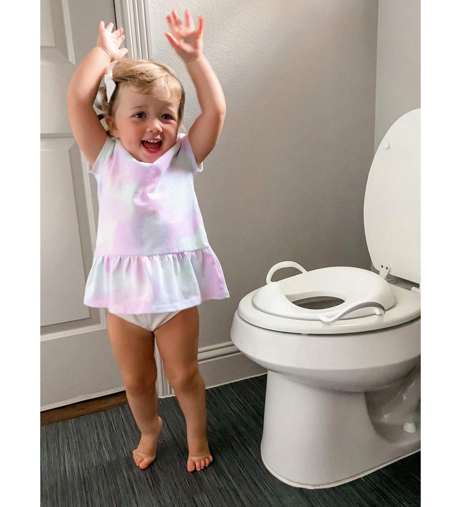 Nuby Easy Grip Safety Toilet Seat Trainer for Toddlers & Kids - White | Integrated Splash Guard | 2nd Stage - Buy Online on GoSupps.com
