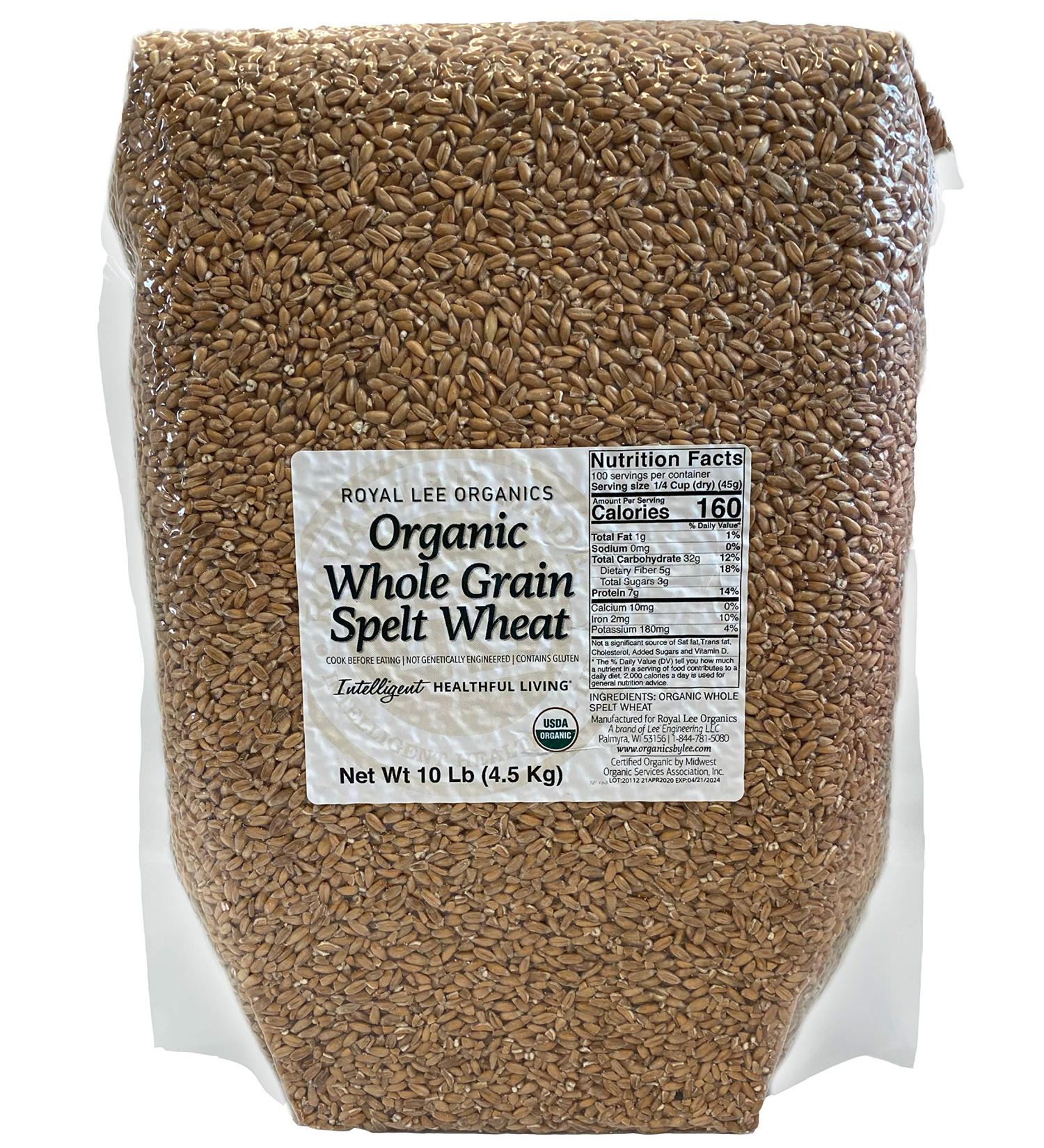 Royal Lee Organics Organic Spelt Berries 10 lbs - Premium Quality, 100% Whole Grain (Pack of 1) - Buy Online on GoSupps.com